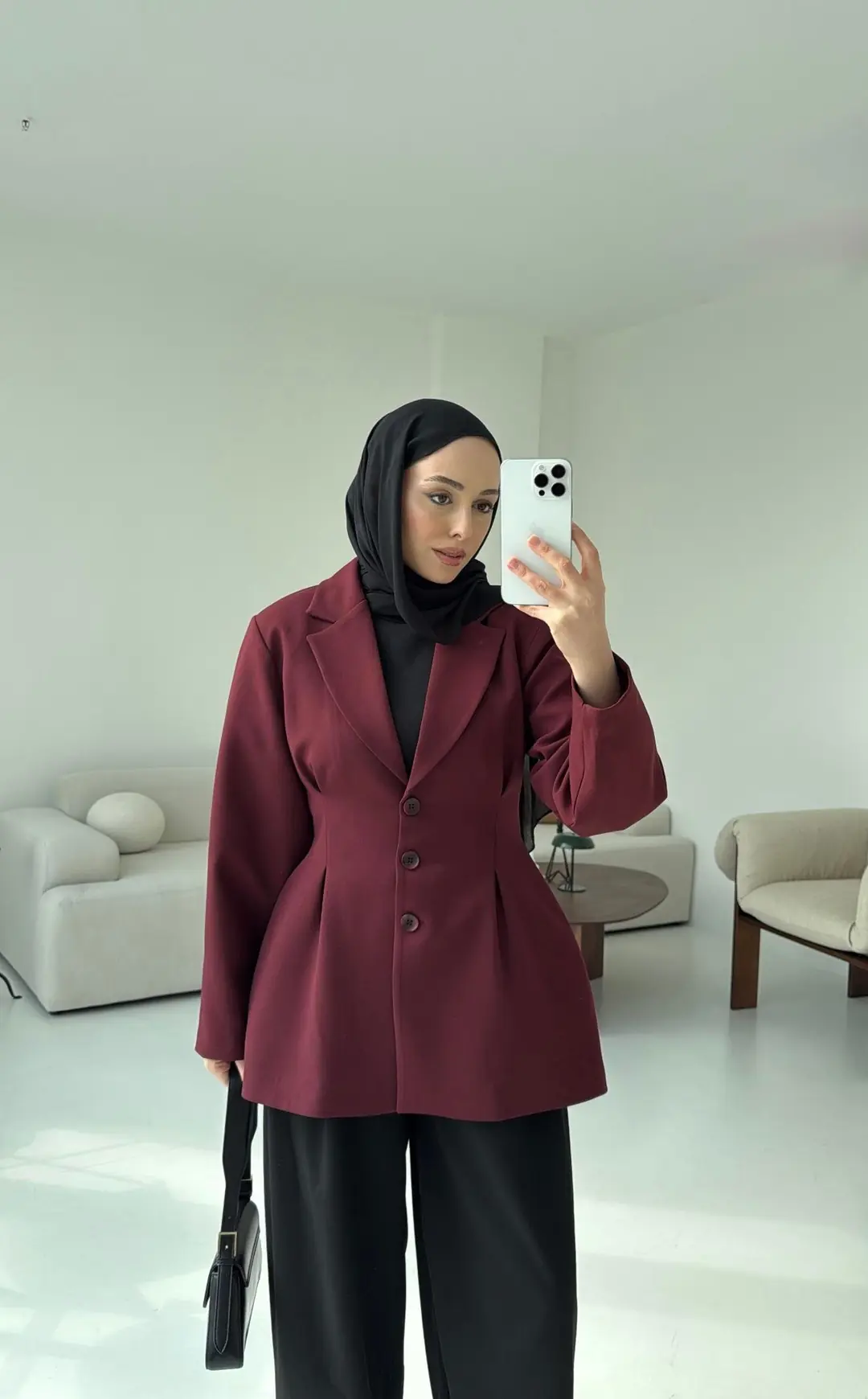 Belden Oturtmalı Tasarım Ceket Bordo - Görsel 4