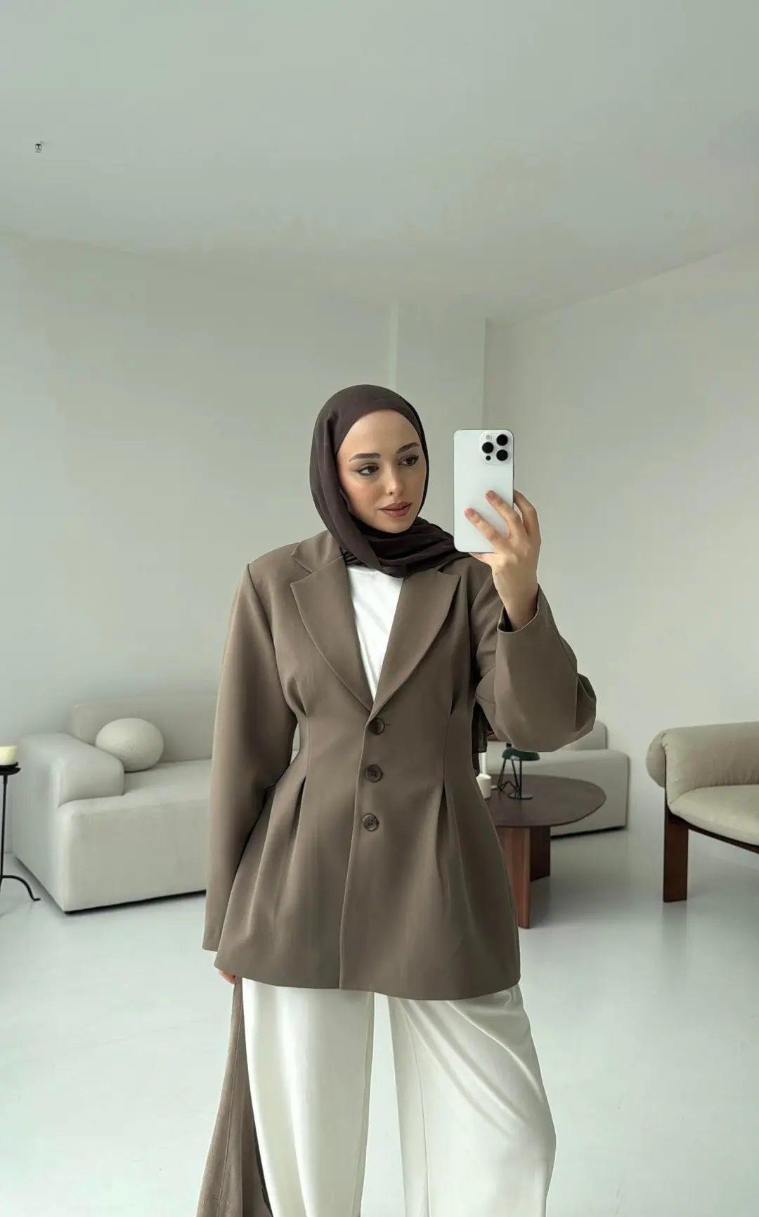 Belden Oturtmalı Tasarım Ceket Vizon