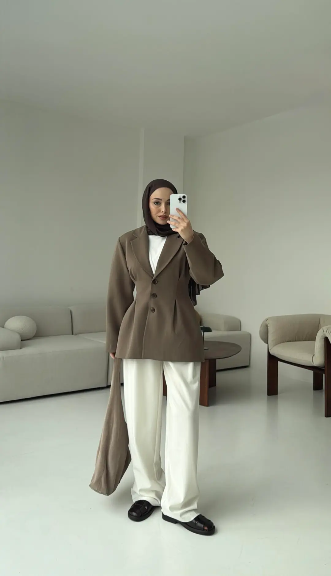 Belden Oturtmalı Tasarım Ceket Vizon - Görsel 6