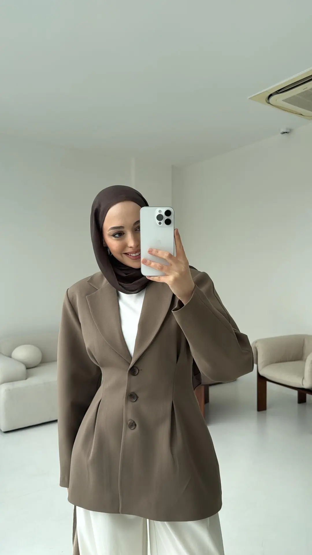 Belden Oturtmalı Tasarım Ceket Vizon - Görsel 8