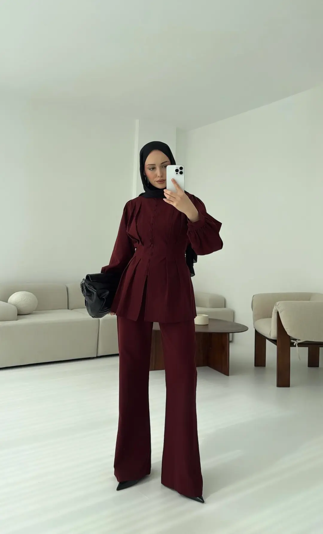 Beli Pensli Takım Bordo - Görsel 2