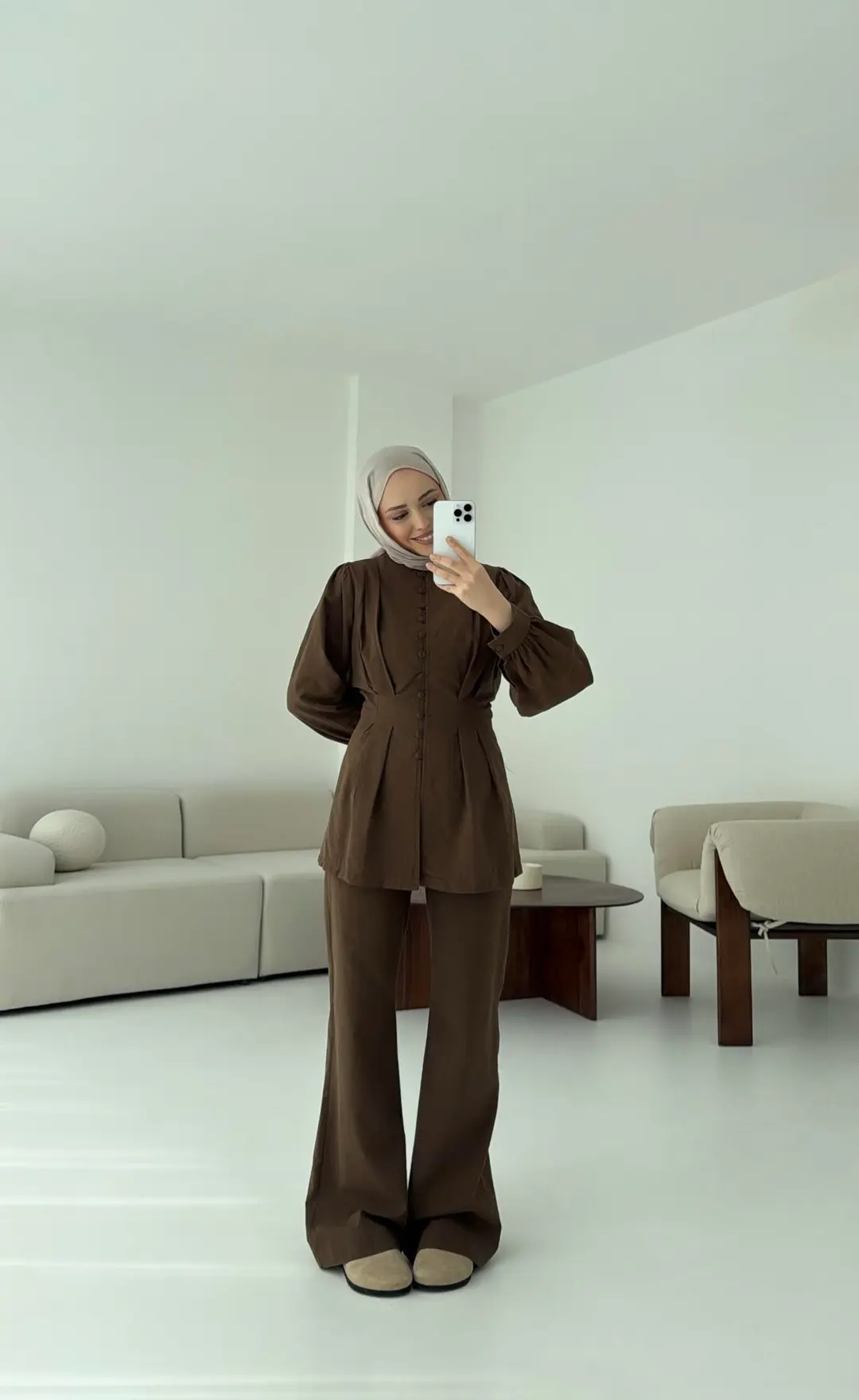 Beli Pensli Takım Kahve - Görsel 2