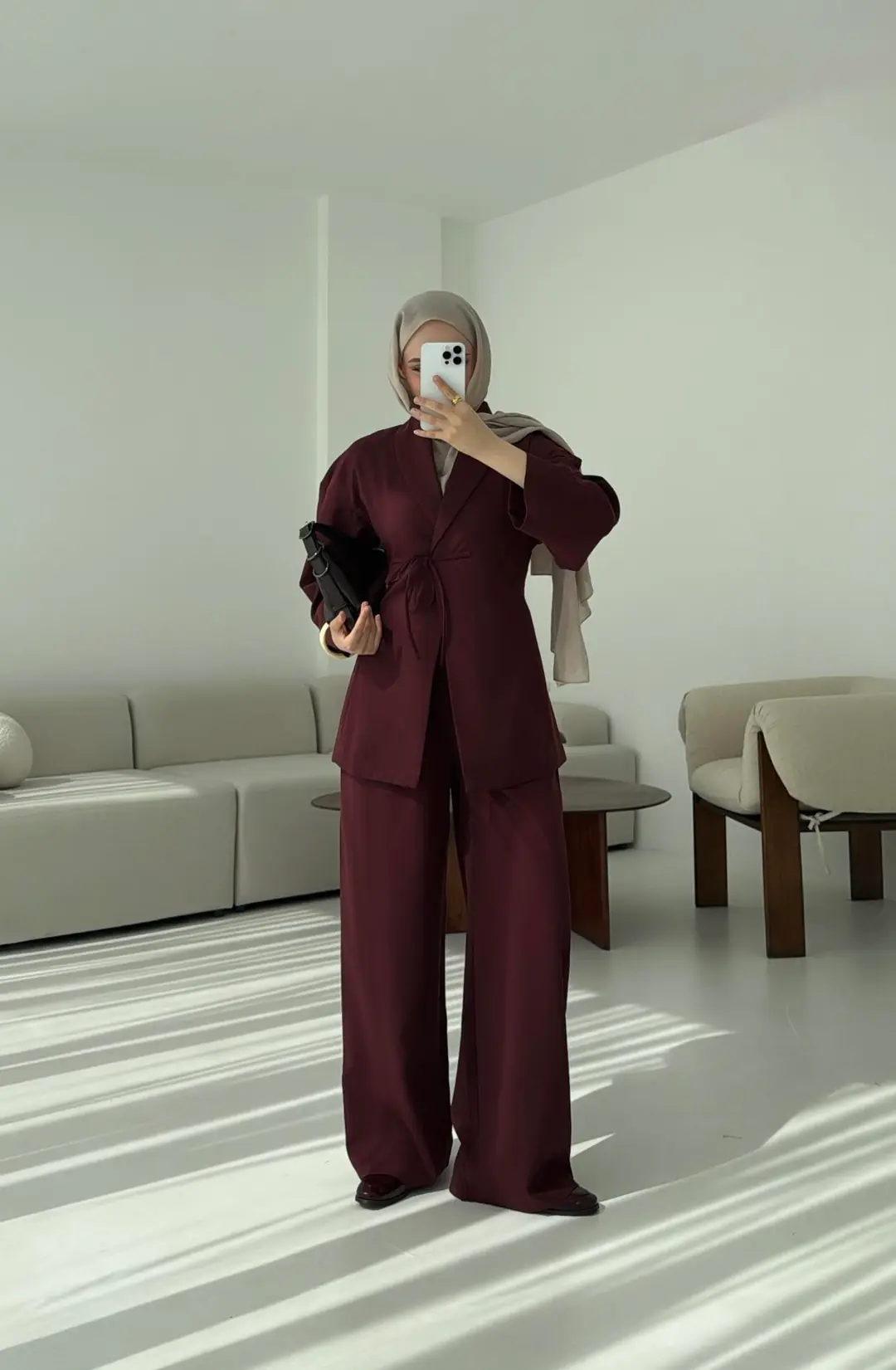 Beliza Viskon Takım Bordo - Görsel 2