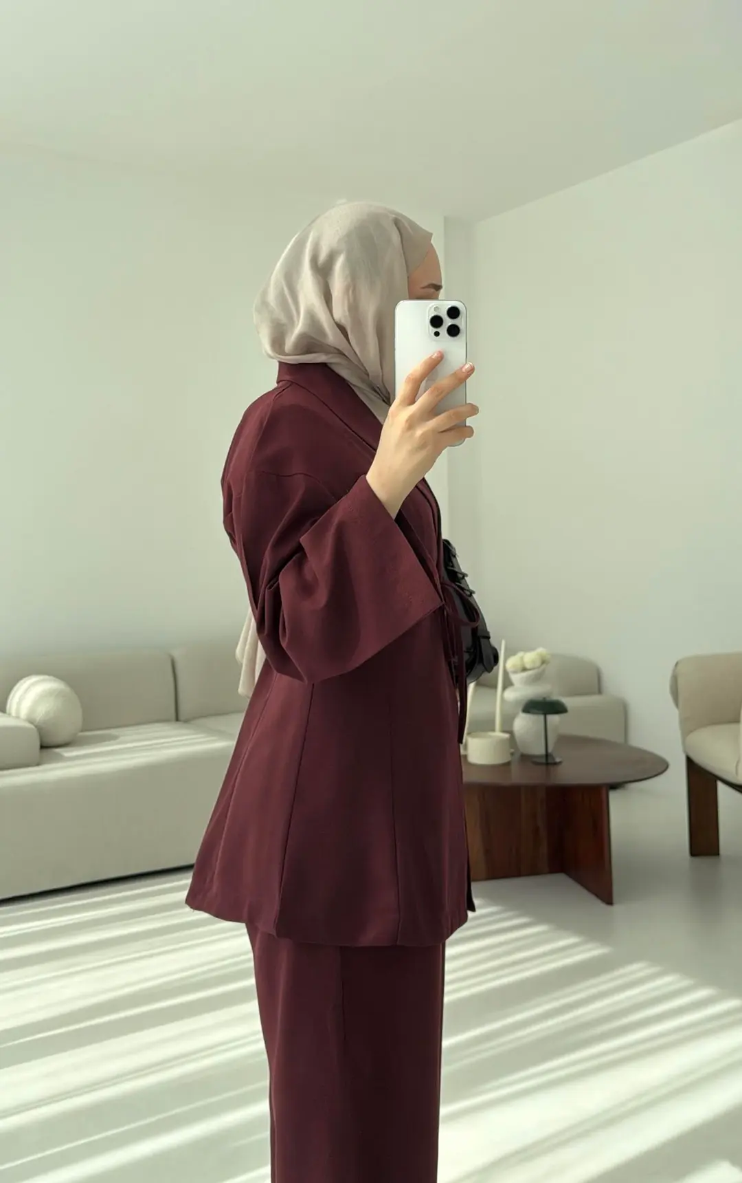 Beliza Viskon Takım Bordo - Görsel 4