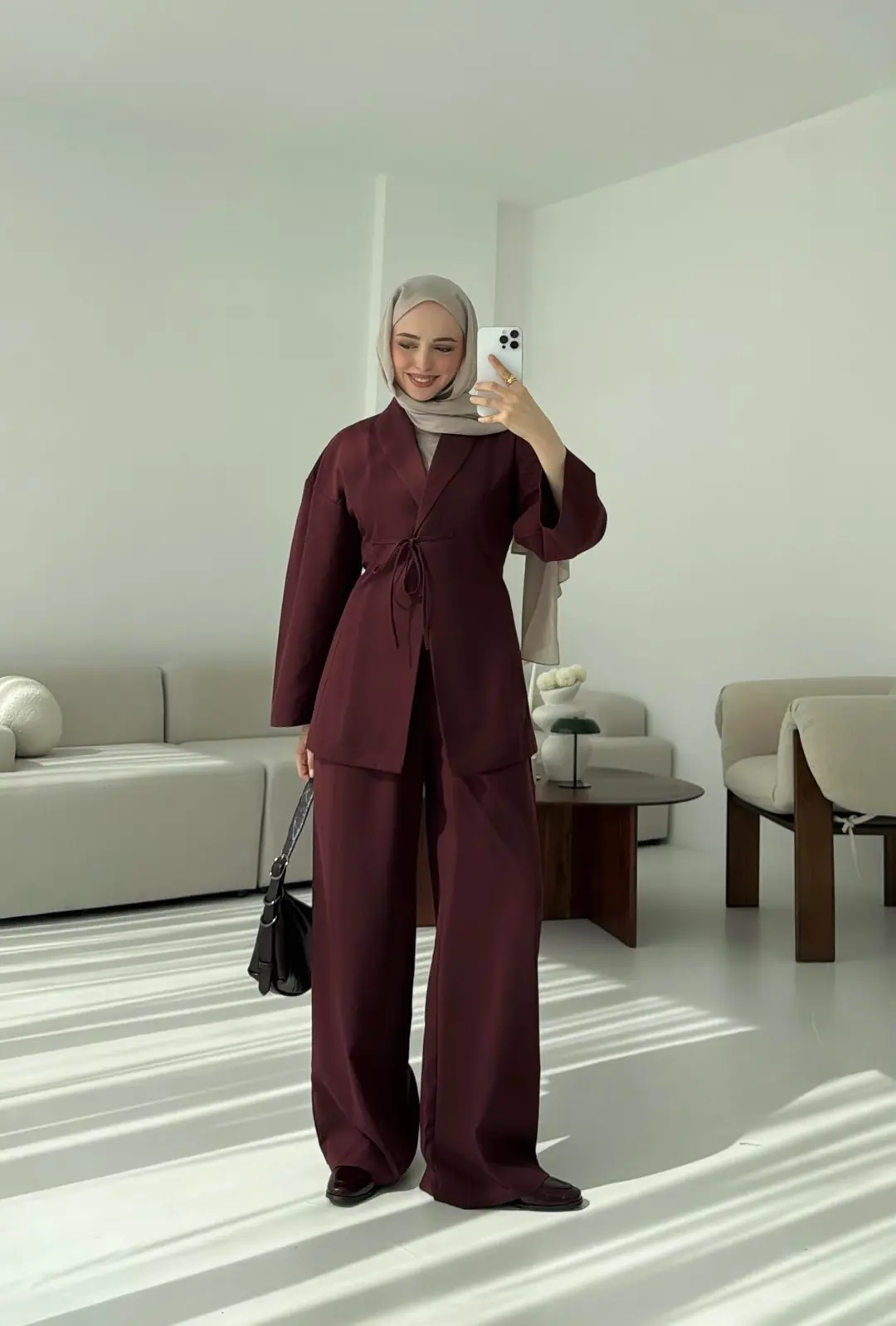 Beliza Viskon Takım Bordo - Görsel 8