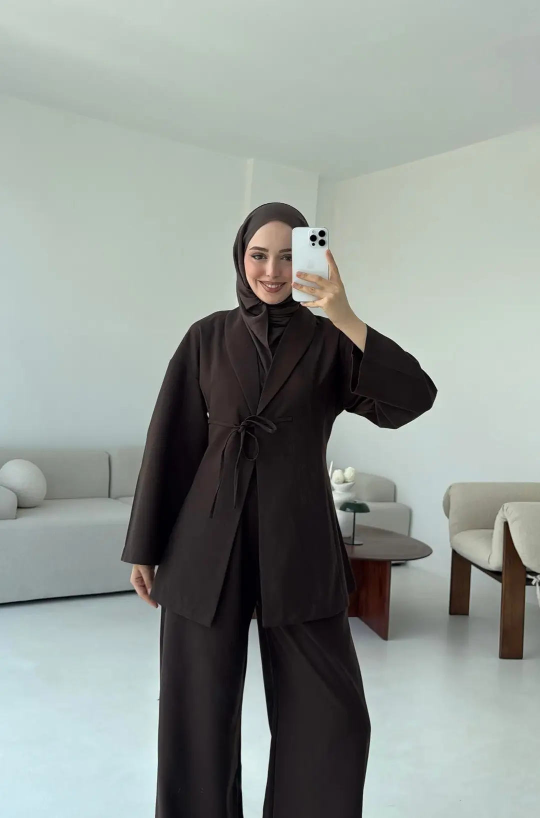 Beliza Viskon Takım Kahve - Görsel 4