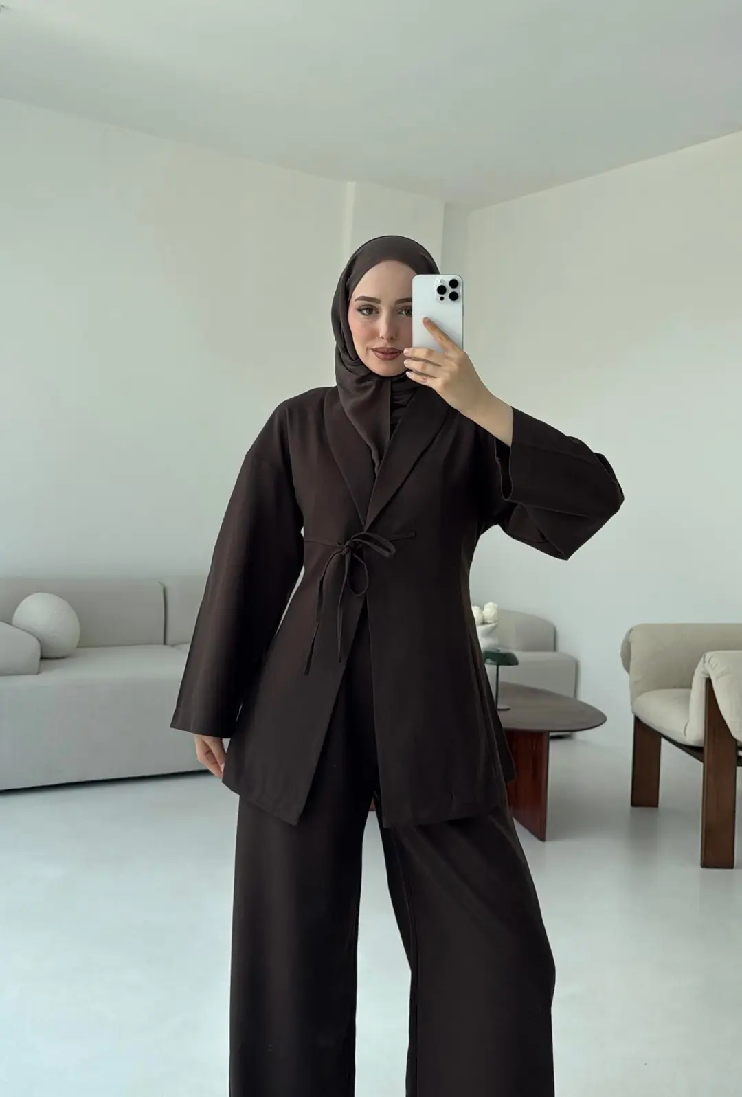 Beliza Viskon Takım Kahve - Görsel 5