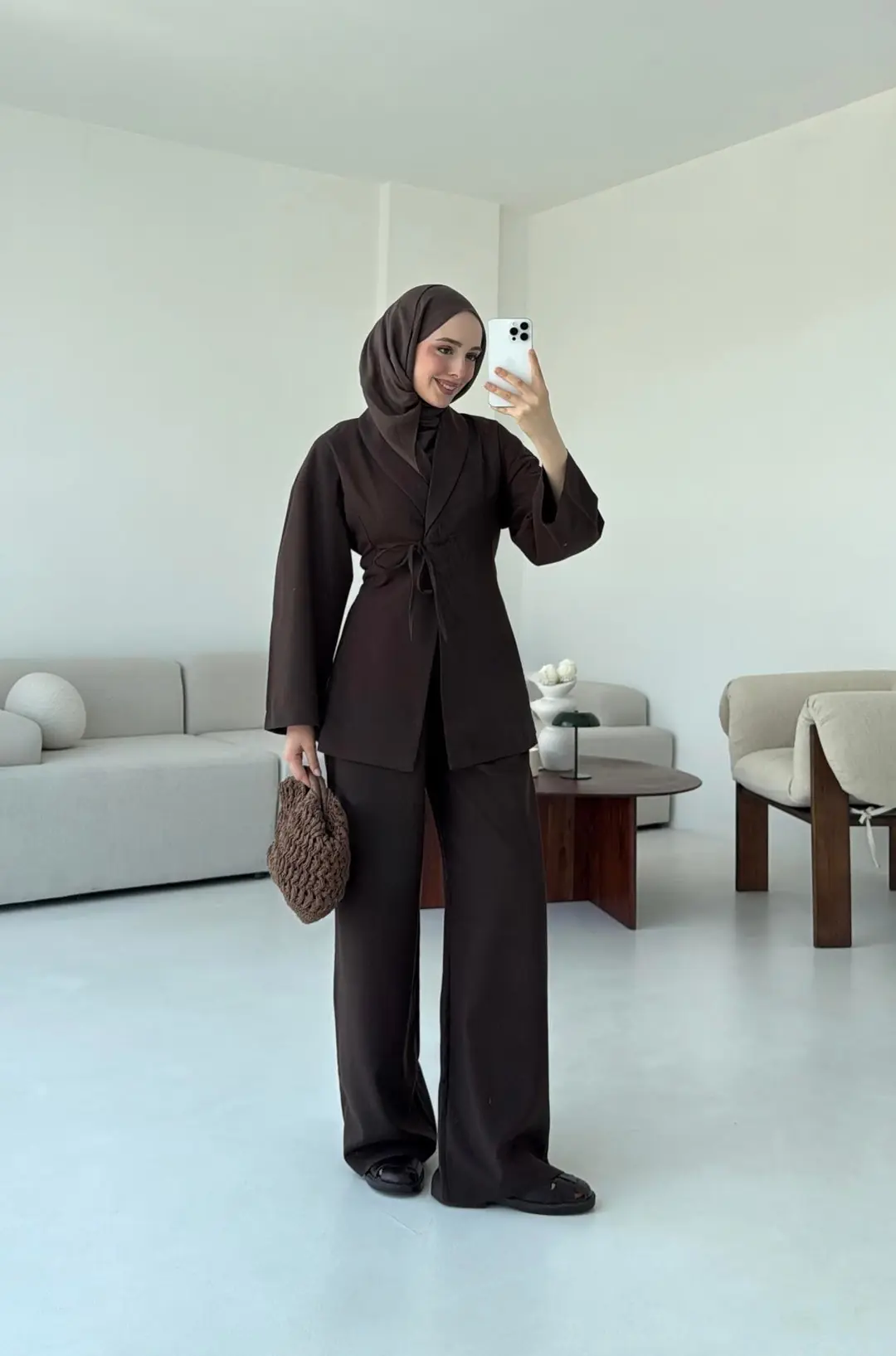 Beliza Viskon Takım Kahve - Görsel 6