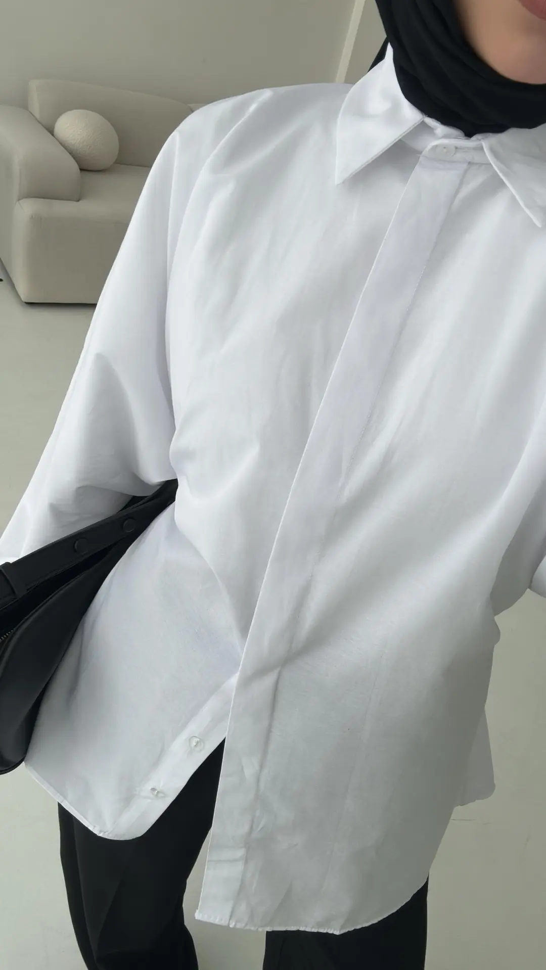 Beyaz Balon Kol Bağlamalı Gömlek - Görsel 7