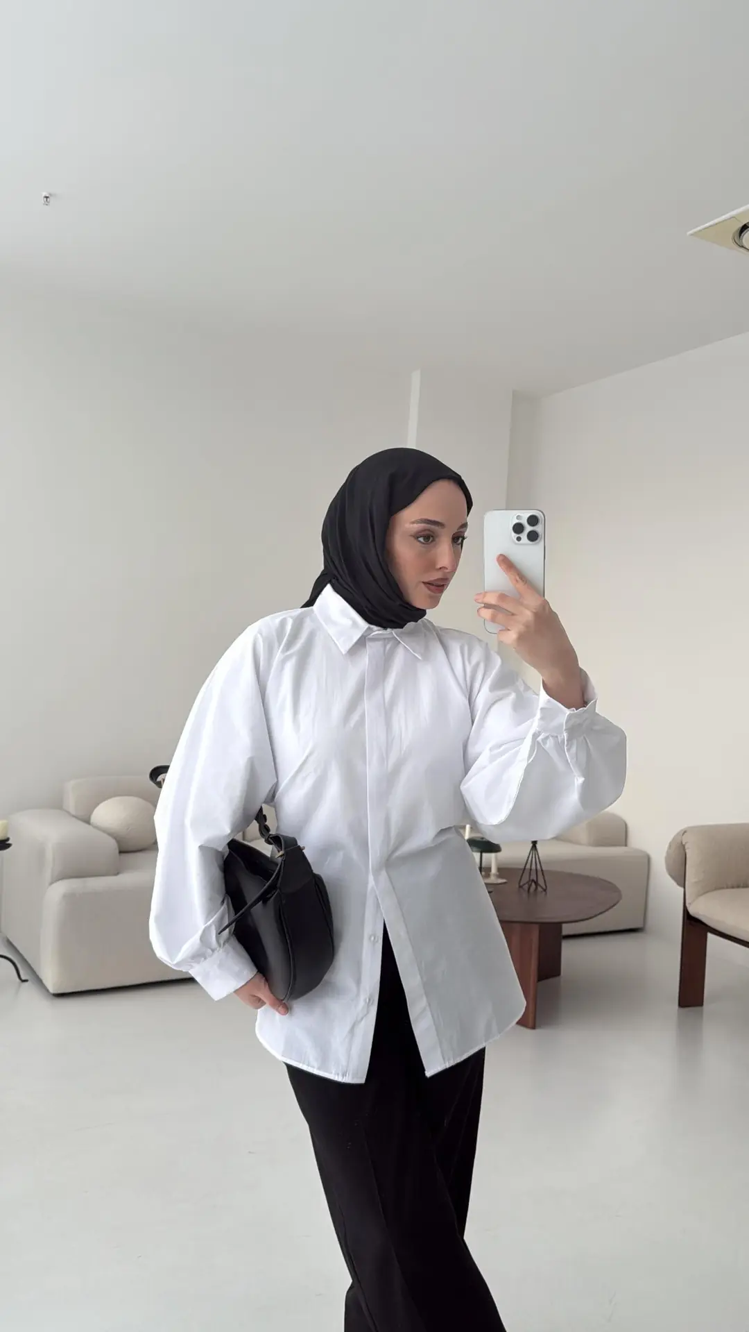 Beyaz Balon Kol Bağlamalı Gömlek - Görsel 8