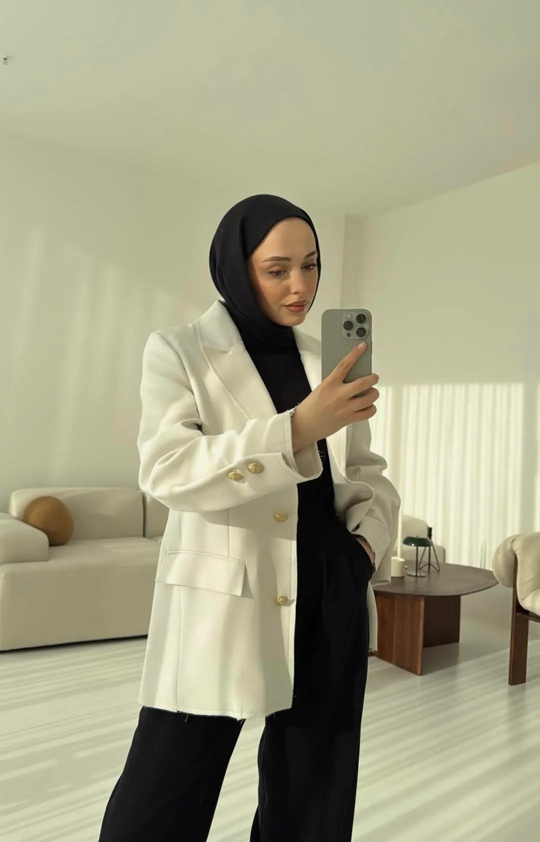 Beyaz Blazer Ceket - Görsel 2