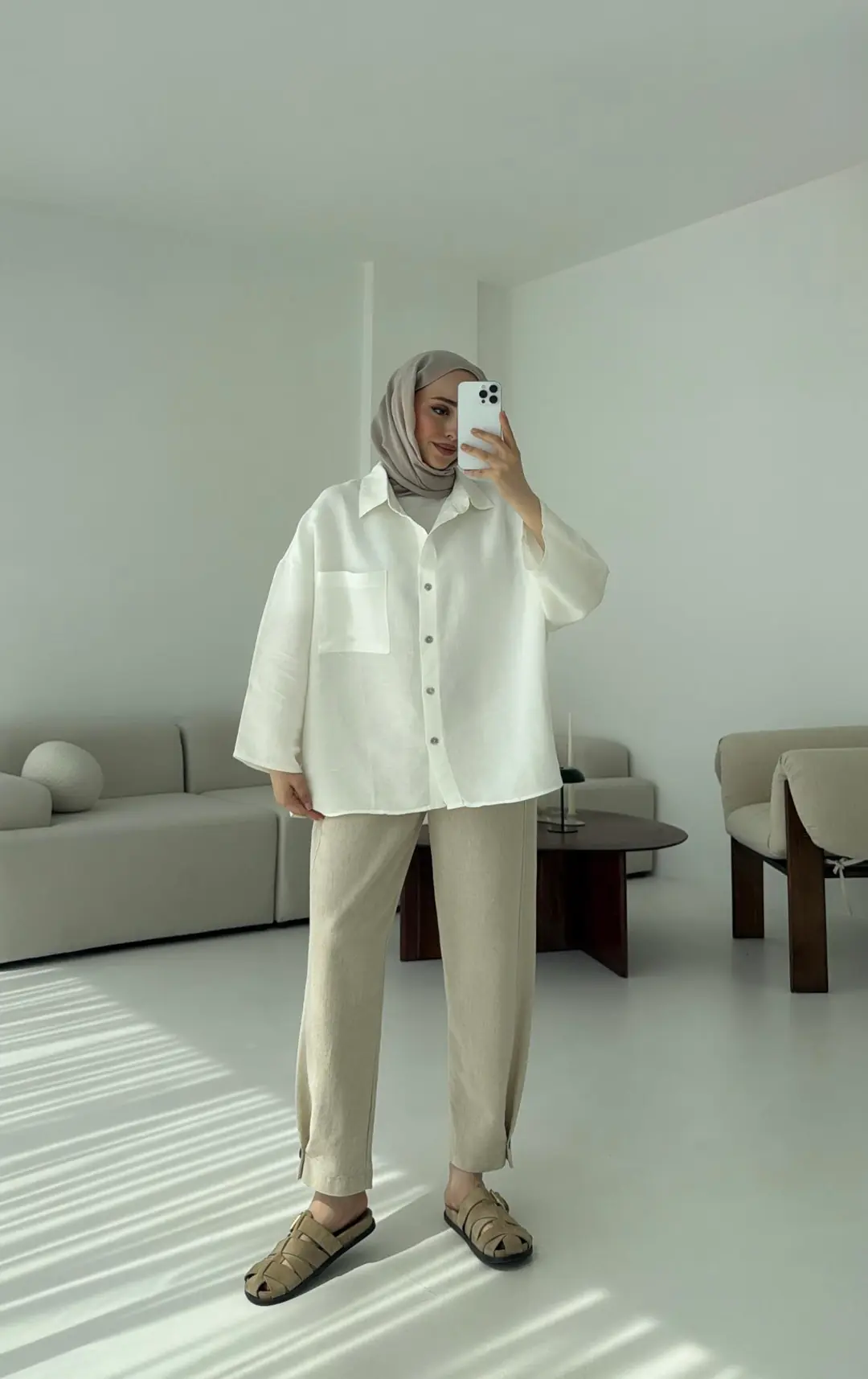 Beyaz Oversize Gömlek - Görsel 3