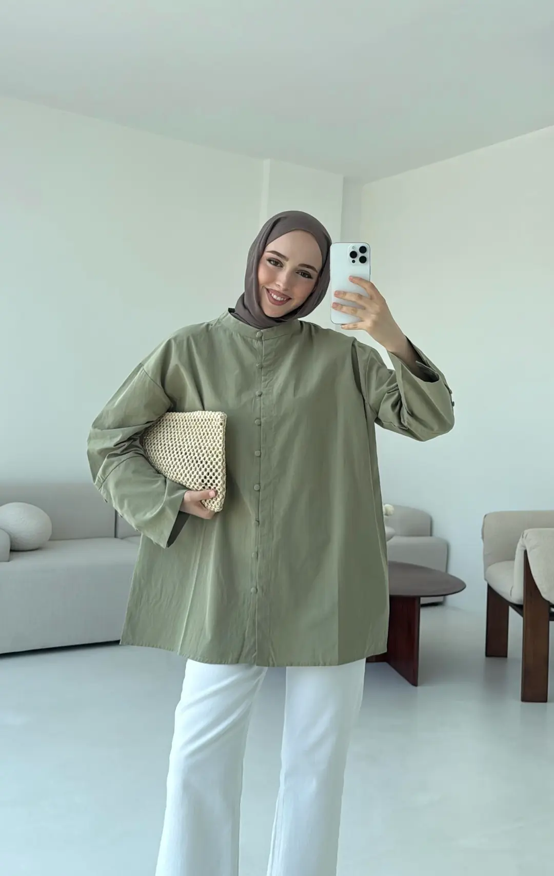 Birit Dügmeli Gömlek Haki