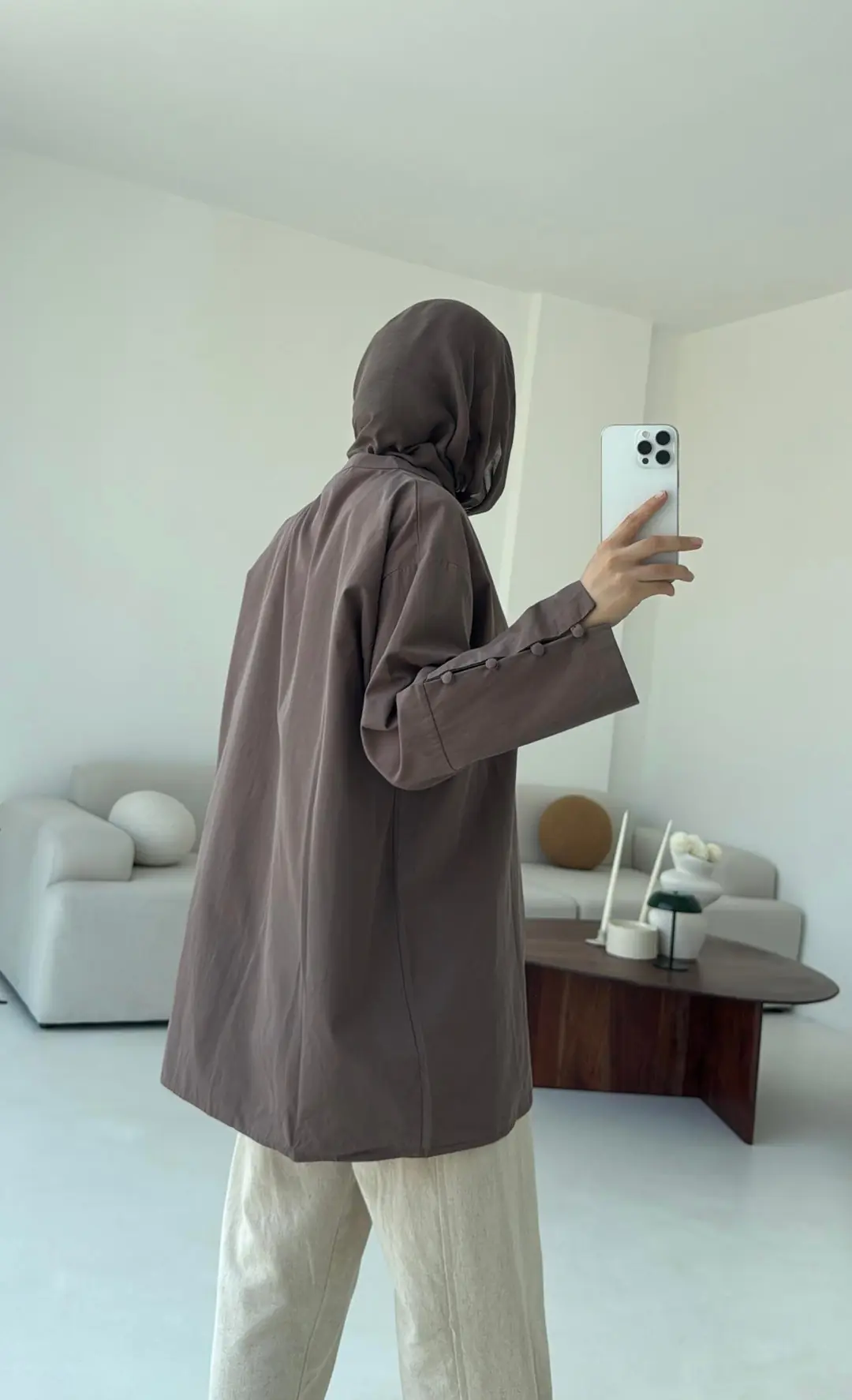 Birit Dügmeli Gömlek Kahve - Görsel 10