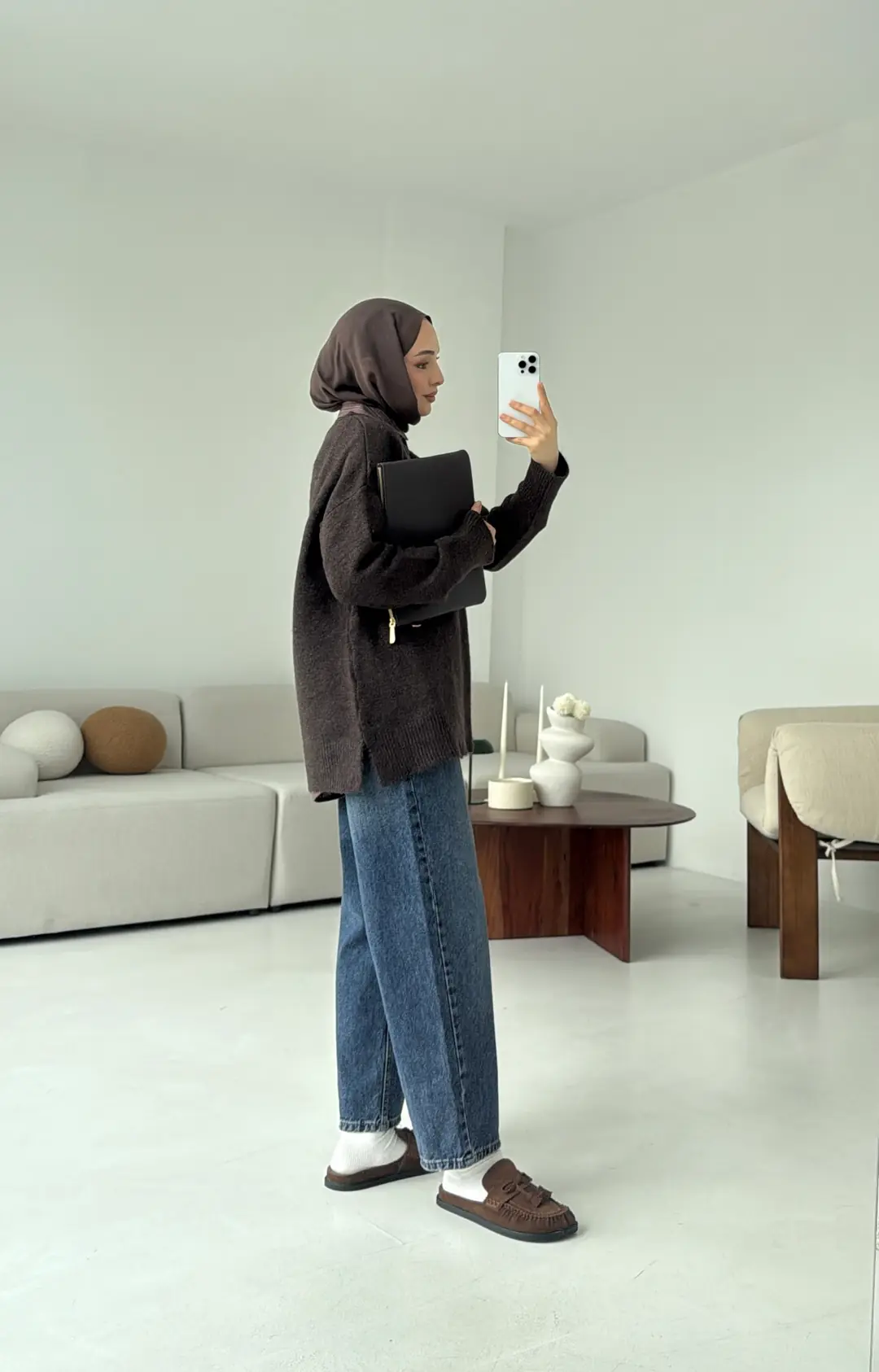 Bisiklet Yaka Kahve Kazak