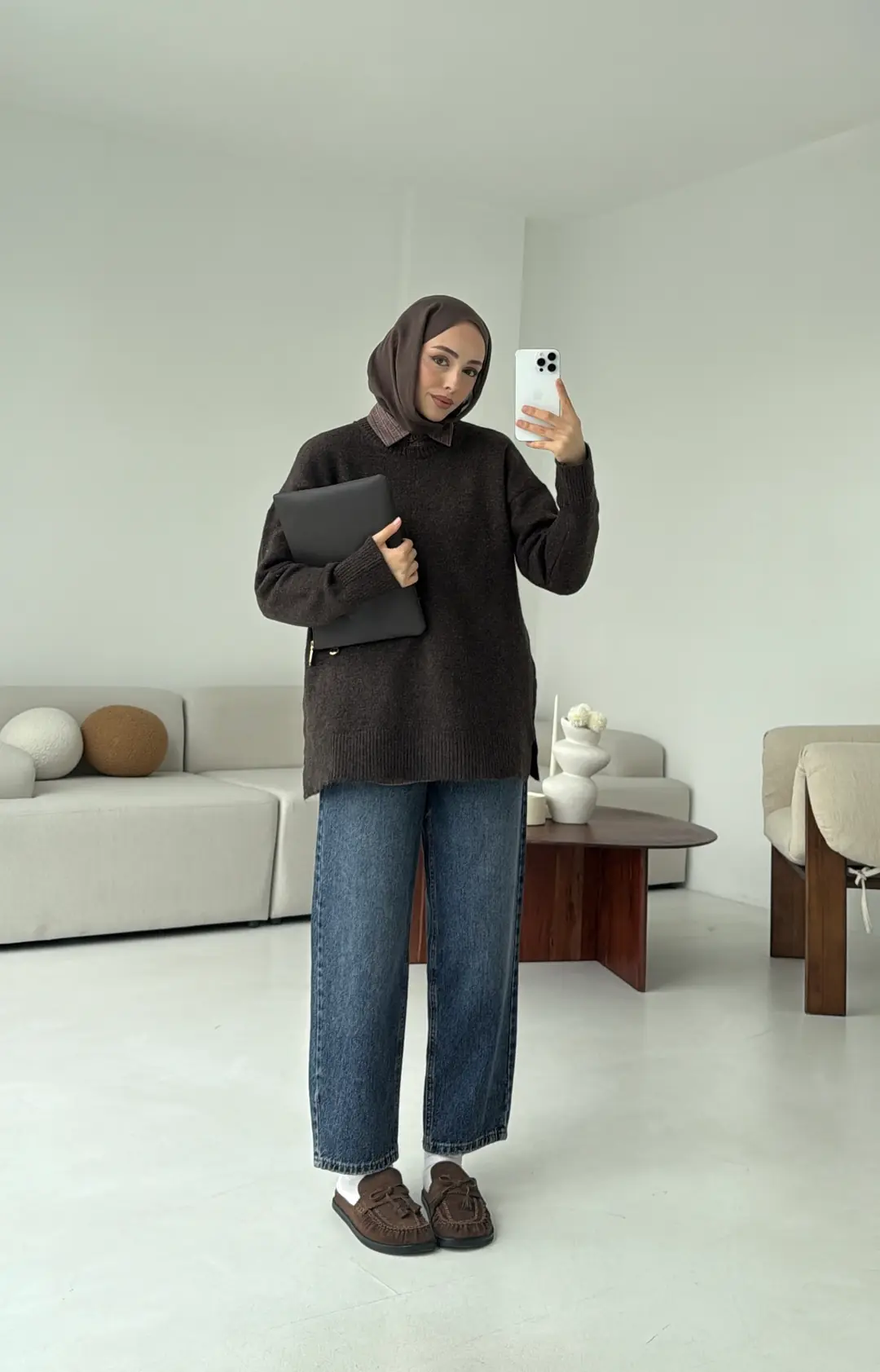 Bisiklet Yaka Kahve Kazak - Görsel 2