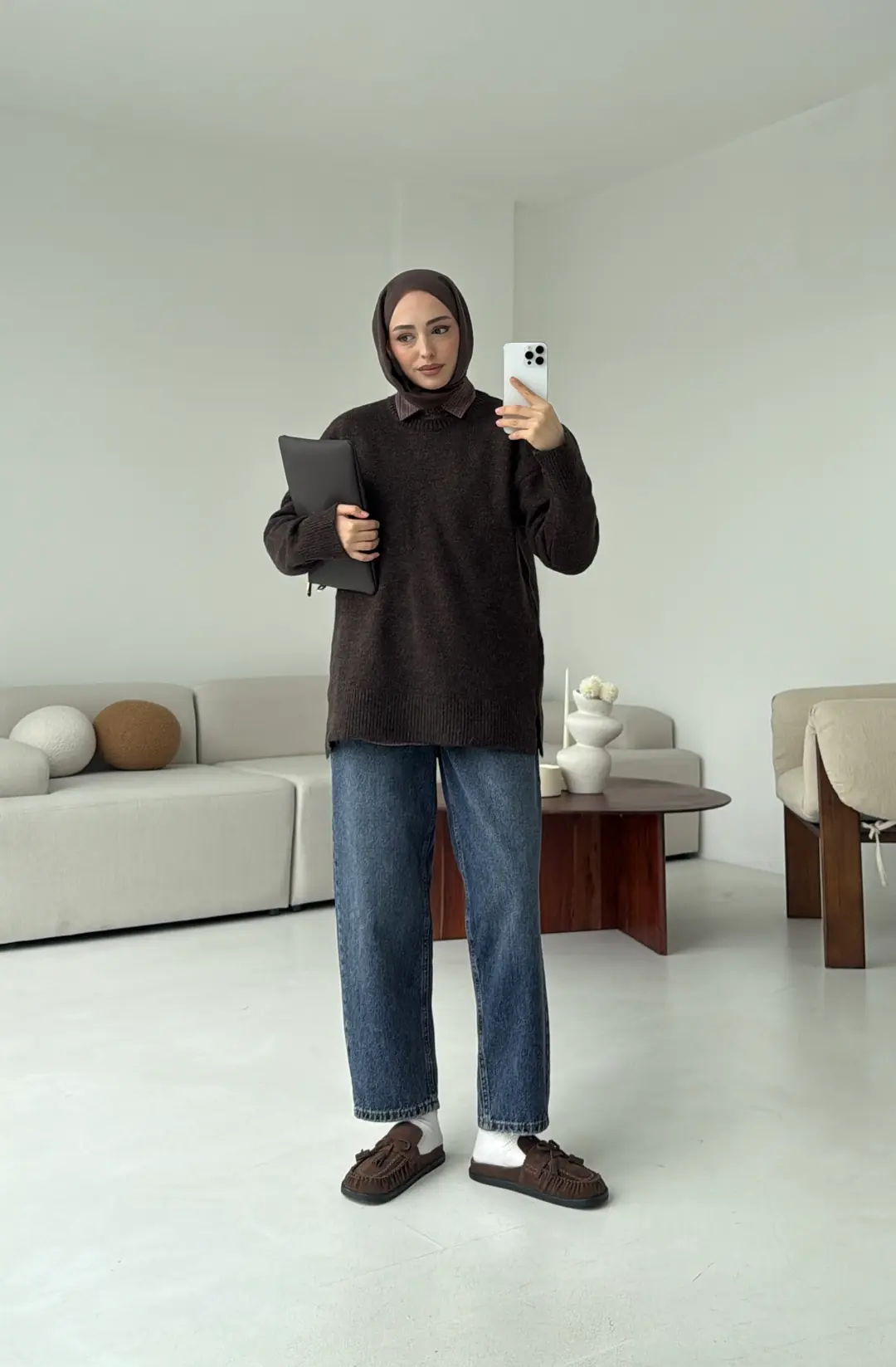 Bisiklet Yaka Kahve Kazak - Görsel 4