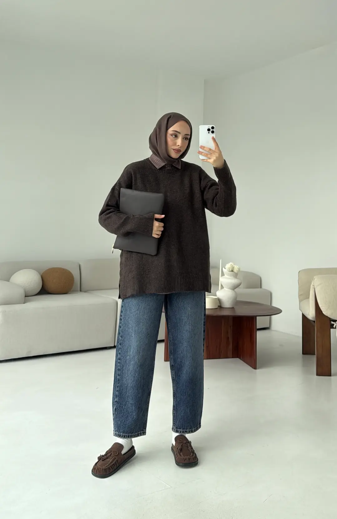 Bisiklet Yaka Kahve Kazak - Görsel 5