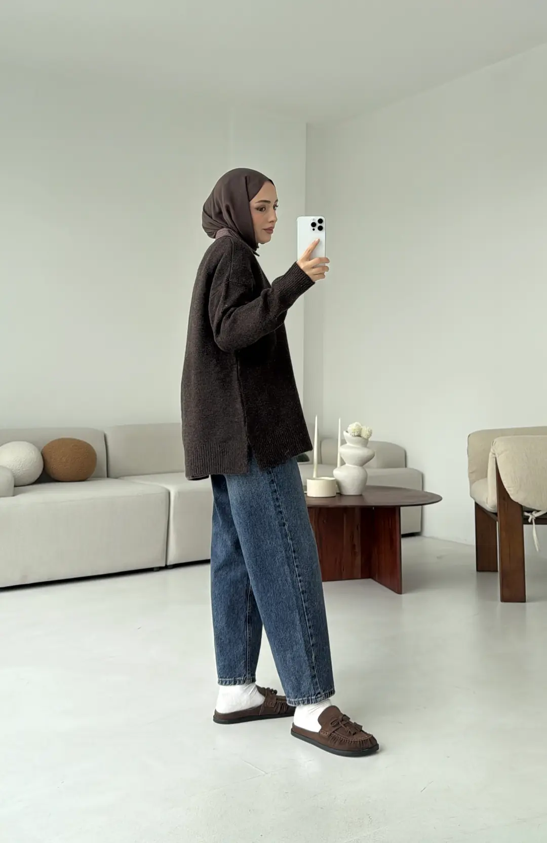 Bisiklet Yaka Kahve Kazak - Görsel 6