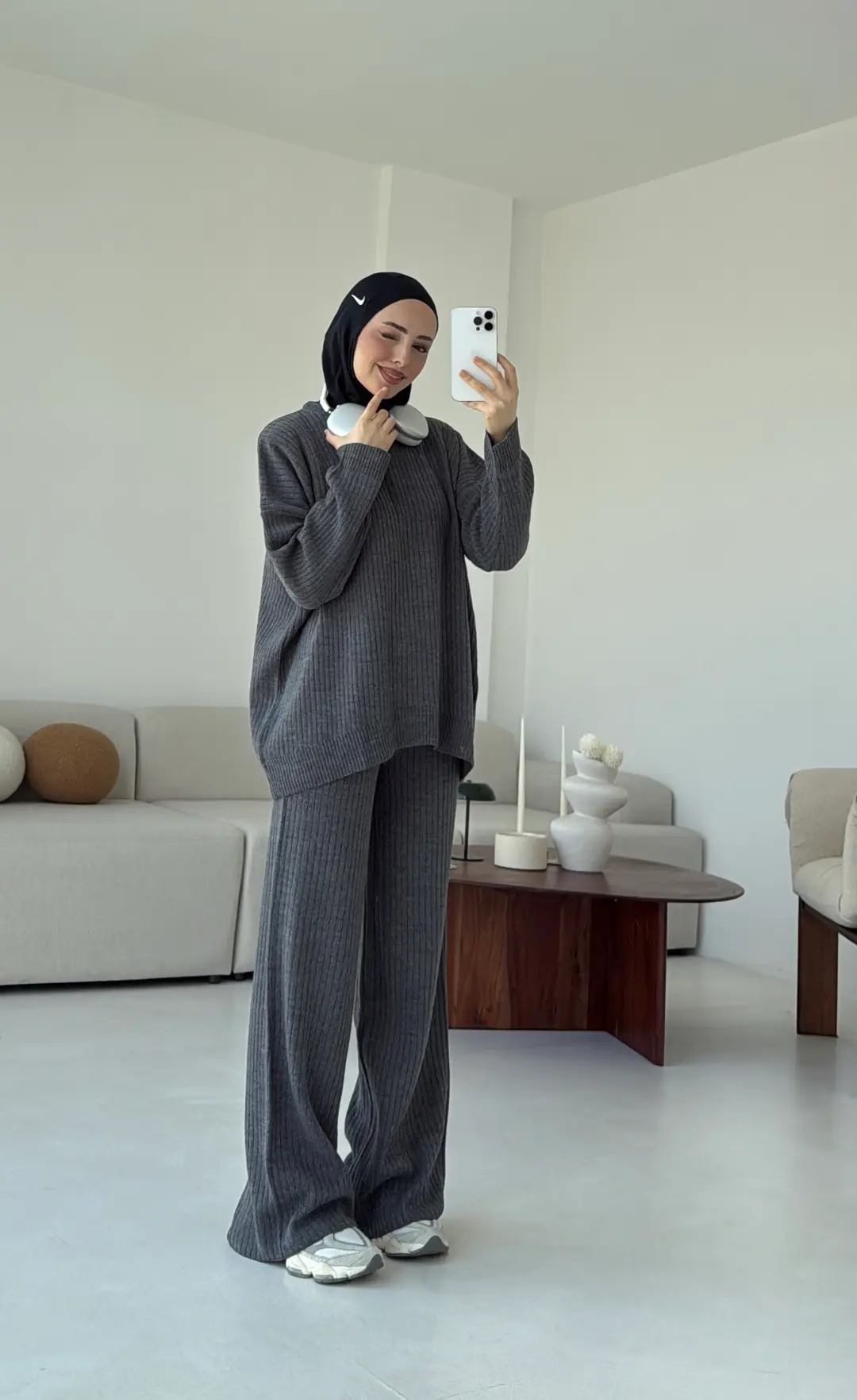 Bisiklet Yaka Triko Takım Füme