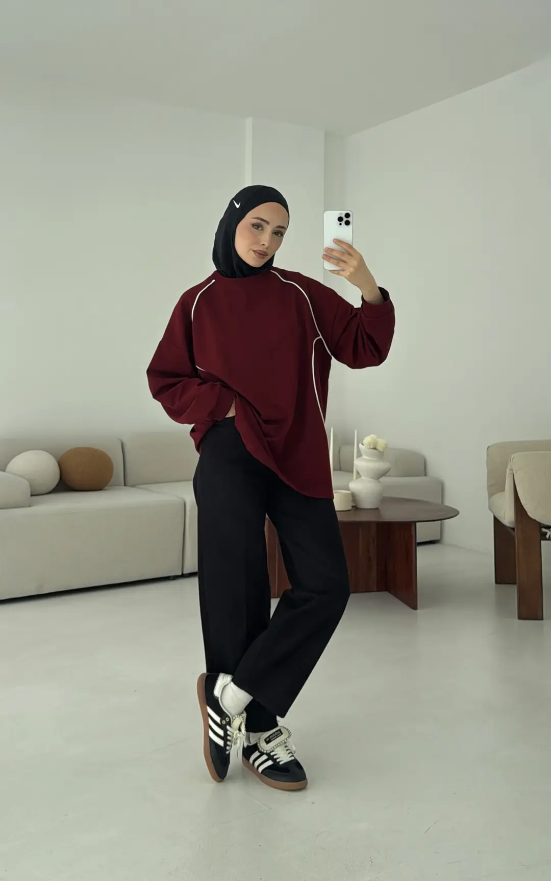 Biyeli Sweat Bordo - Görsel 7