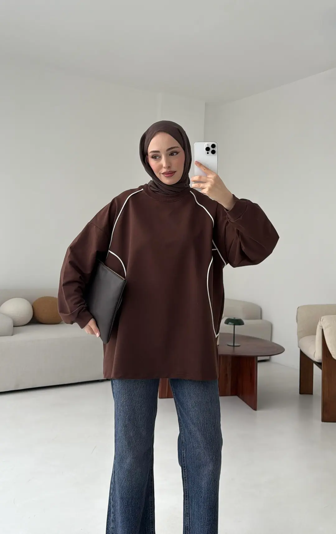 Biyeli Sweat Kahve - Görsel 2