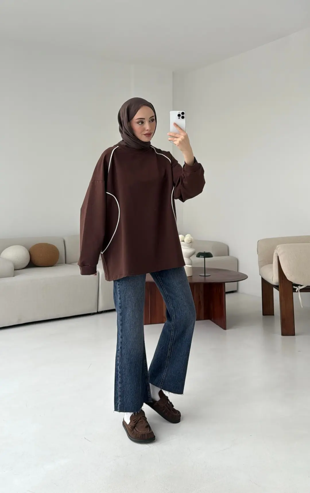 Biyeli Sweat Kahve - Görsel 6