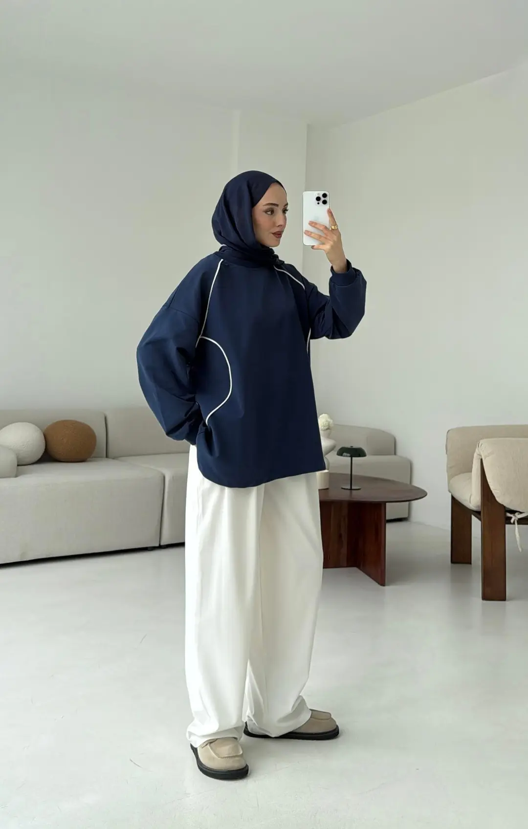 Biyeli Sweat Lacivert - Görsel 3