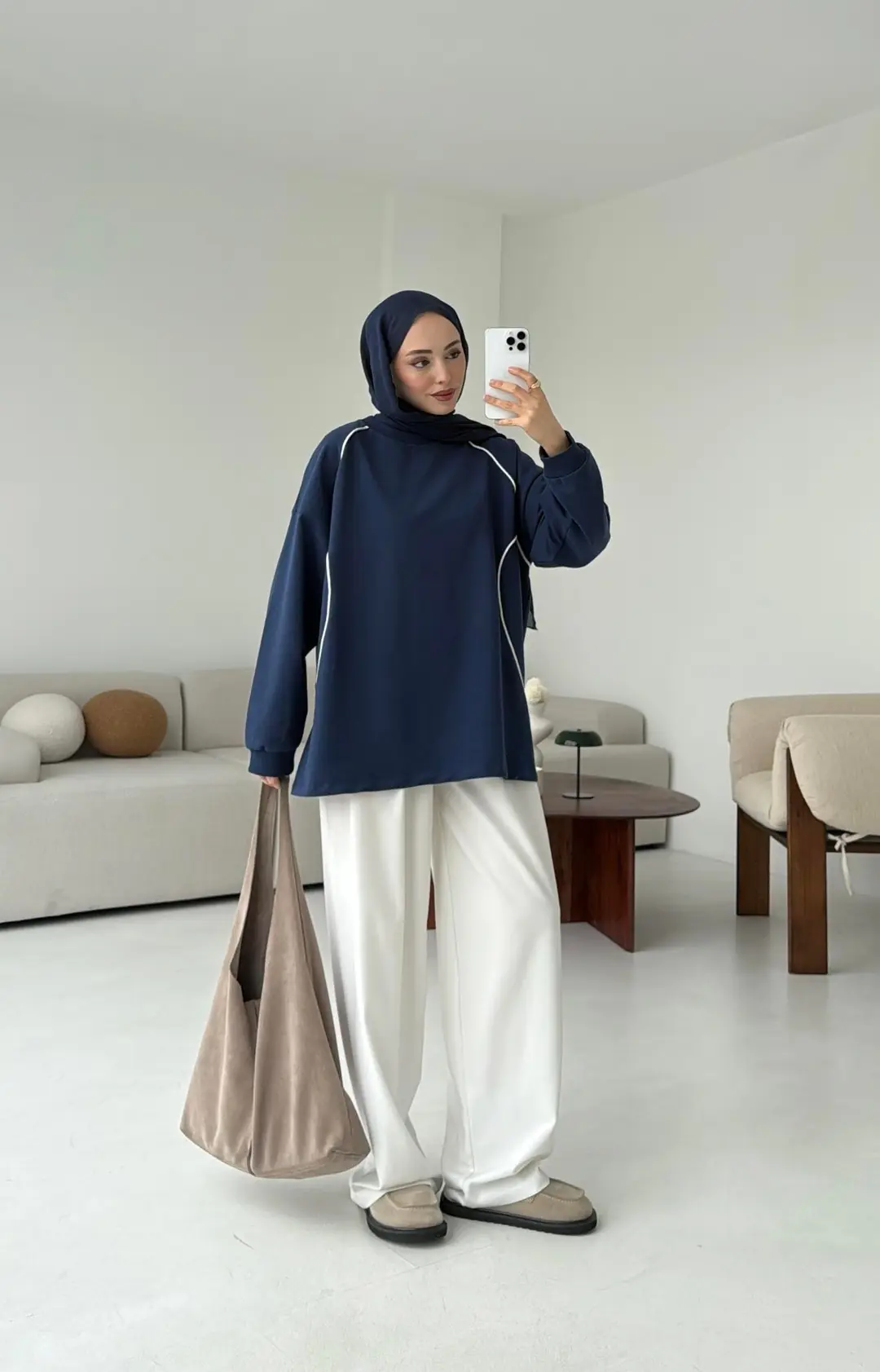 Biyeli Sweat Lacivert - Görsel 7