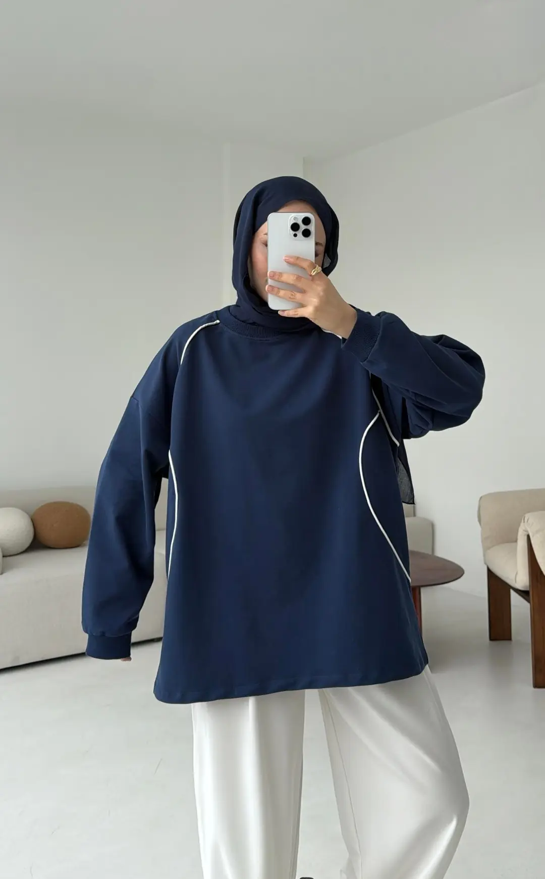 Biyeli Sweat Lacivert - Görsel 8