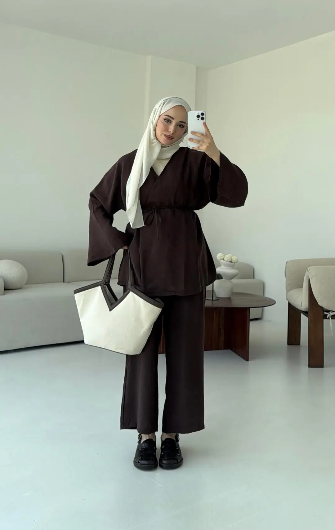 Bluz Biyeli Pantolon Takım Kahve - Görsel 2