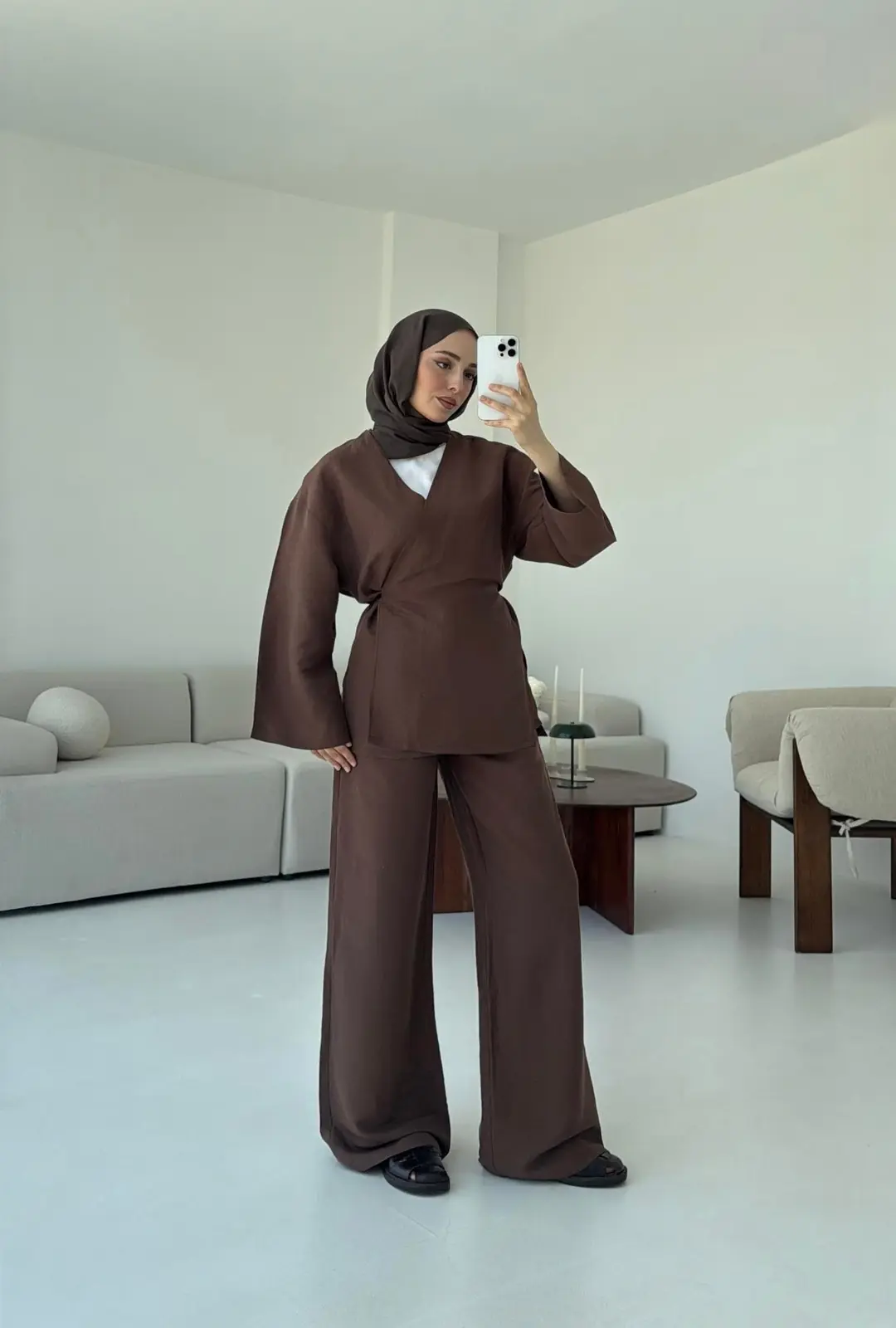 Bluz Pantolon Takım Kahve - Görsel 3