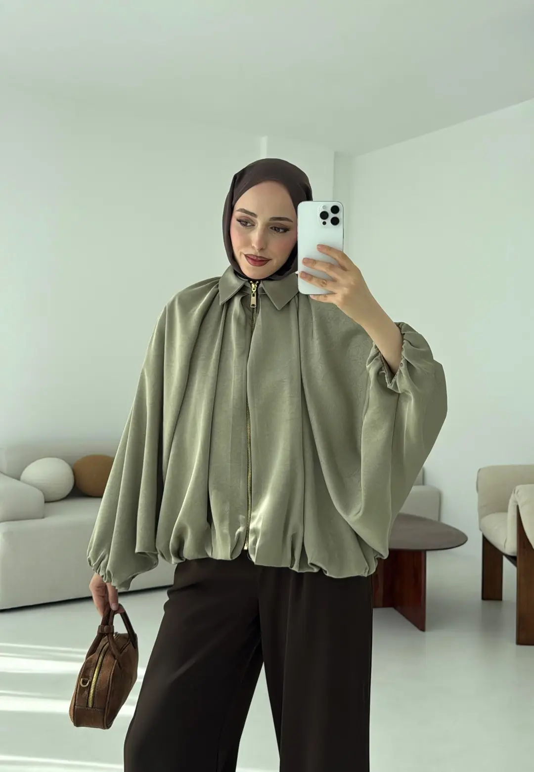 Bomber Saten Ceket Cagla - Görsel 3