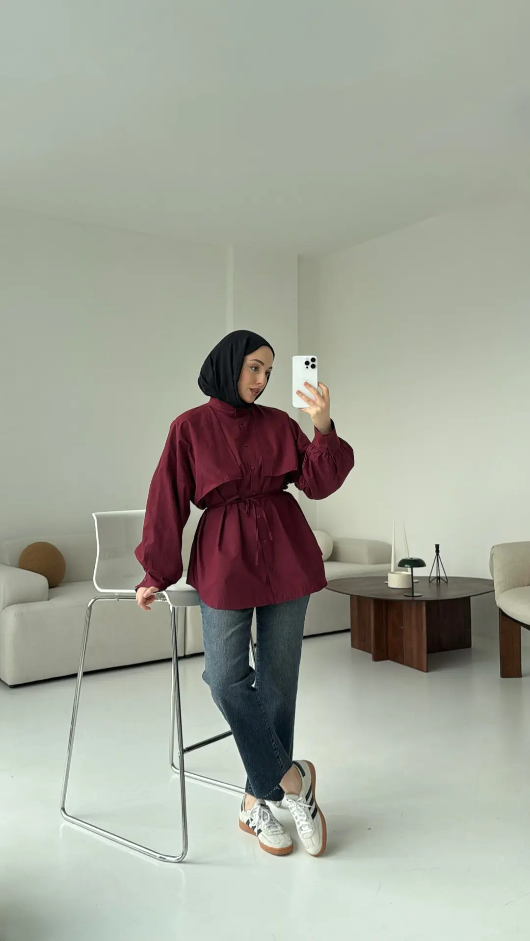 Bordo Bağlamalı Gömlek - Görsel 4