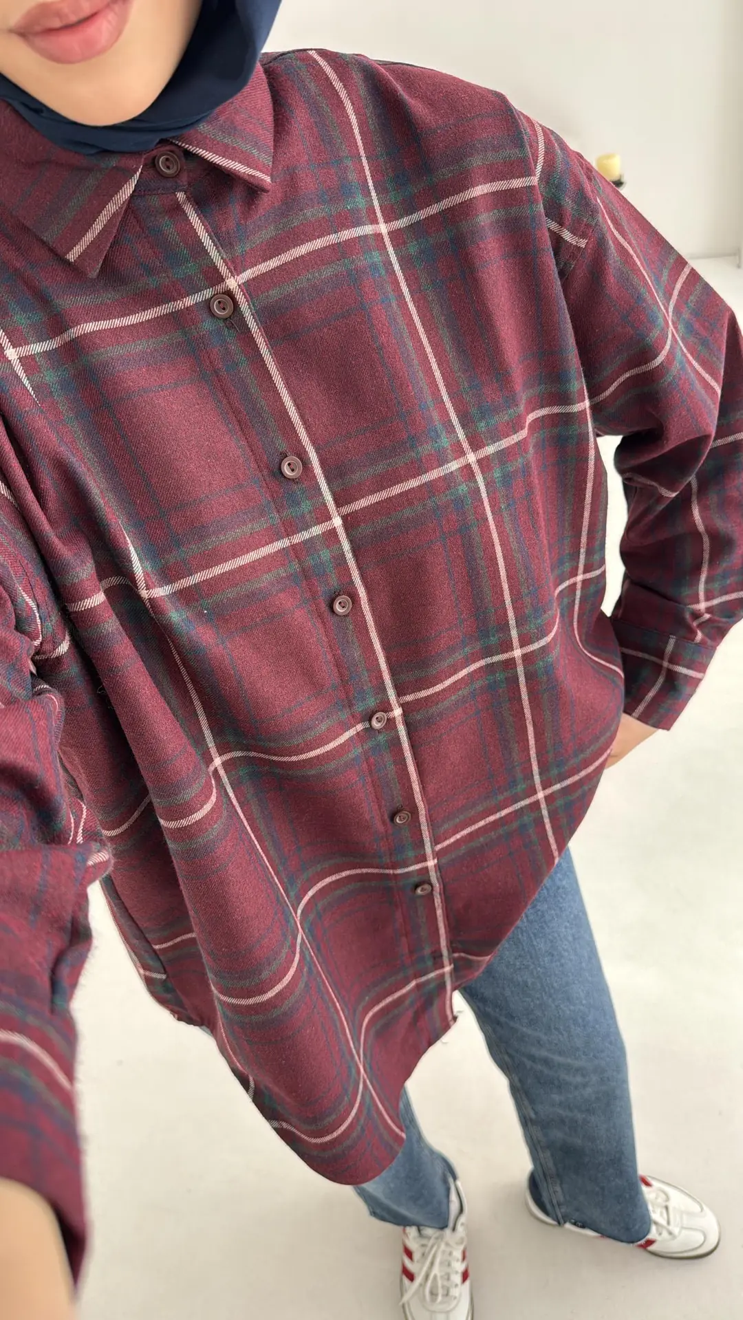 Bordo Ekose Gömlek - Görsel 5