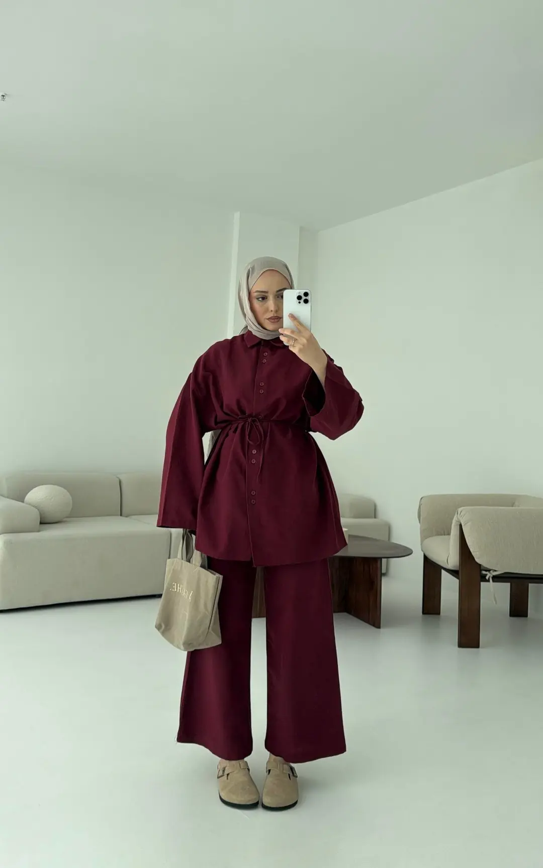 Bordo Keten Takım - Görsel 4