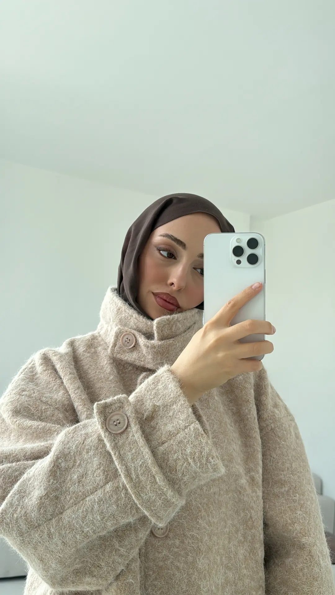 Boucle Yaka Detay Kaban Bej - Görsel 2