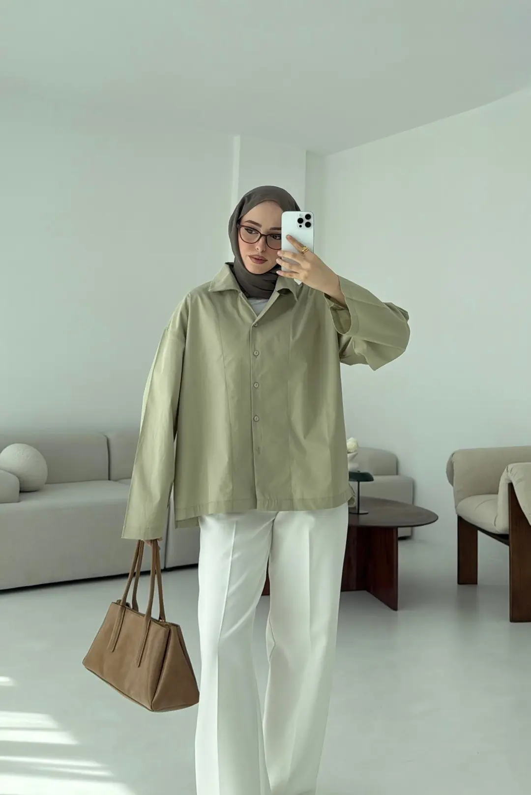 Boxfıt Acık Haki Gömlek - Görsel 9