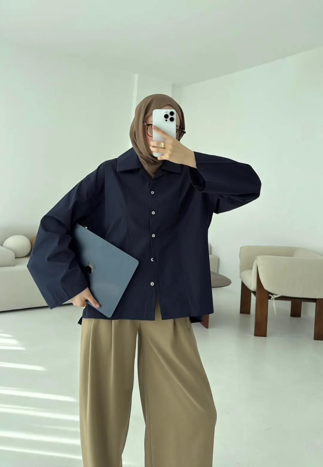 Boxfıt Lacivert Gömlek - Görsel 7