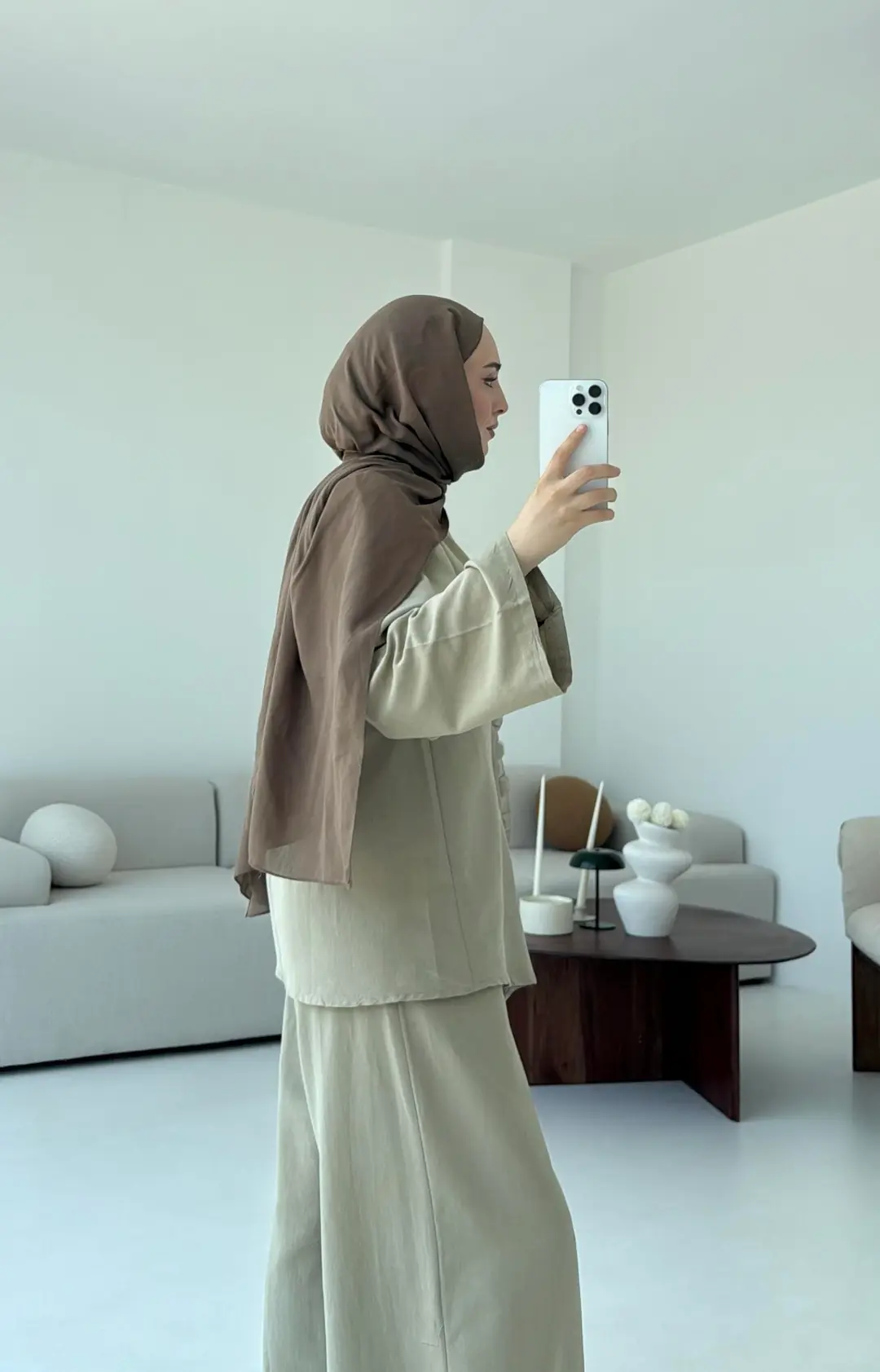 Broş Detay Bluz Takım Vizon - Görsel 2