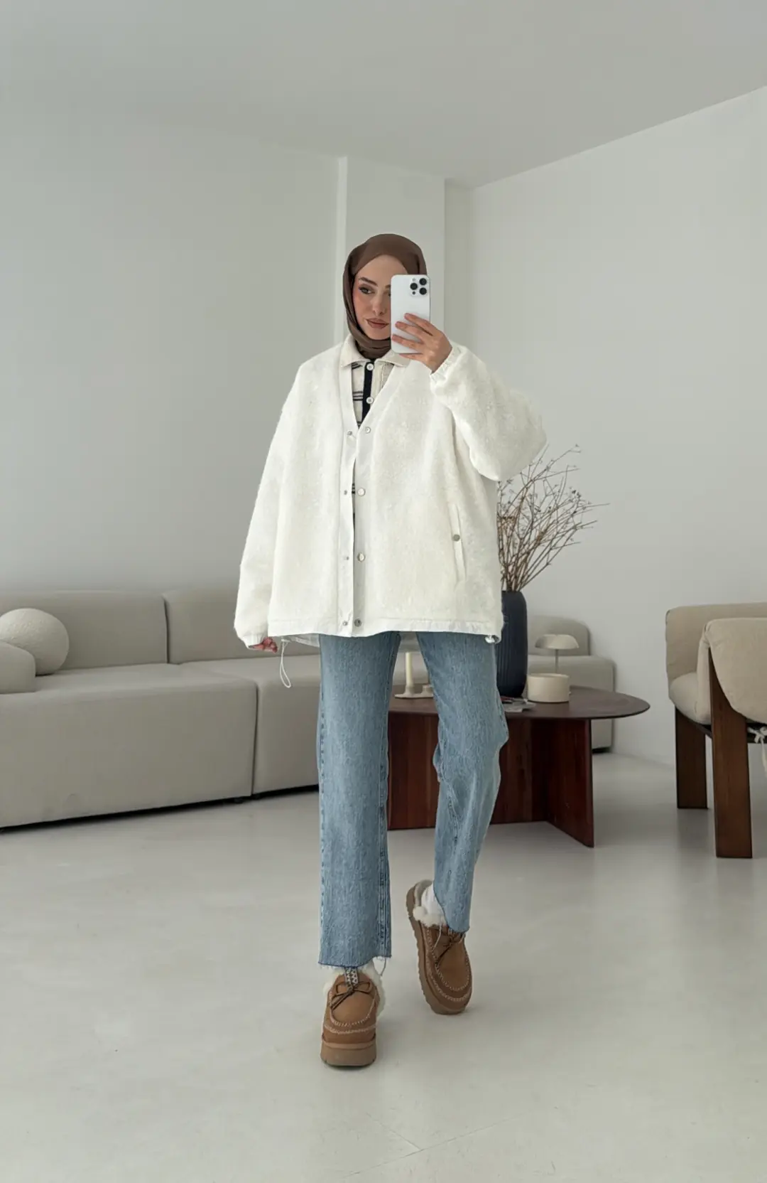 Buklet Bomber Ceket Beyaz - Görsel 10