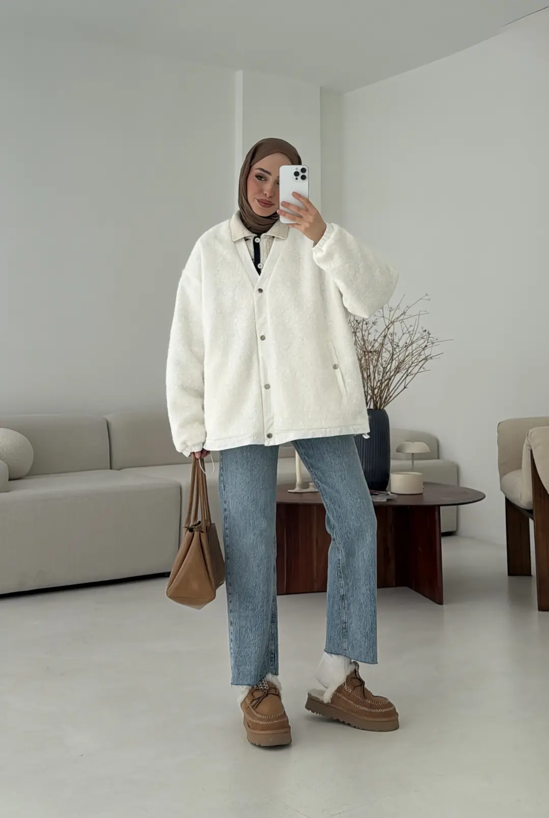 Buklet Bomber Ceket Beyaz - Görsel 3