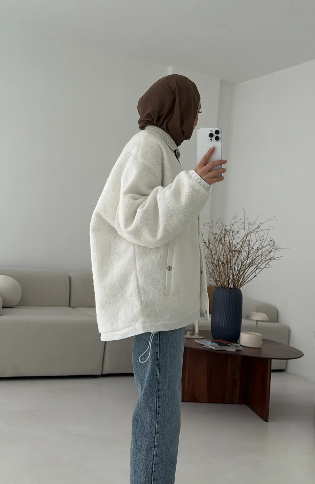 Buklet Bomber Ceket Beyaz - Görsel 4