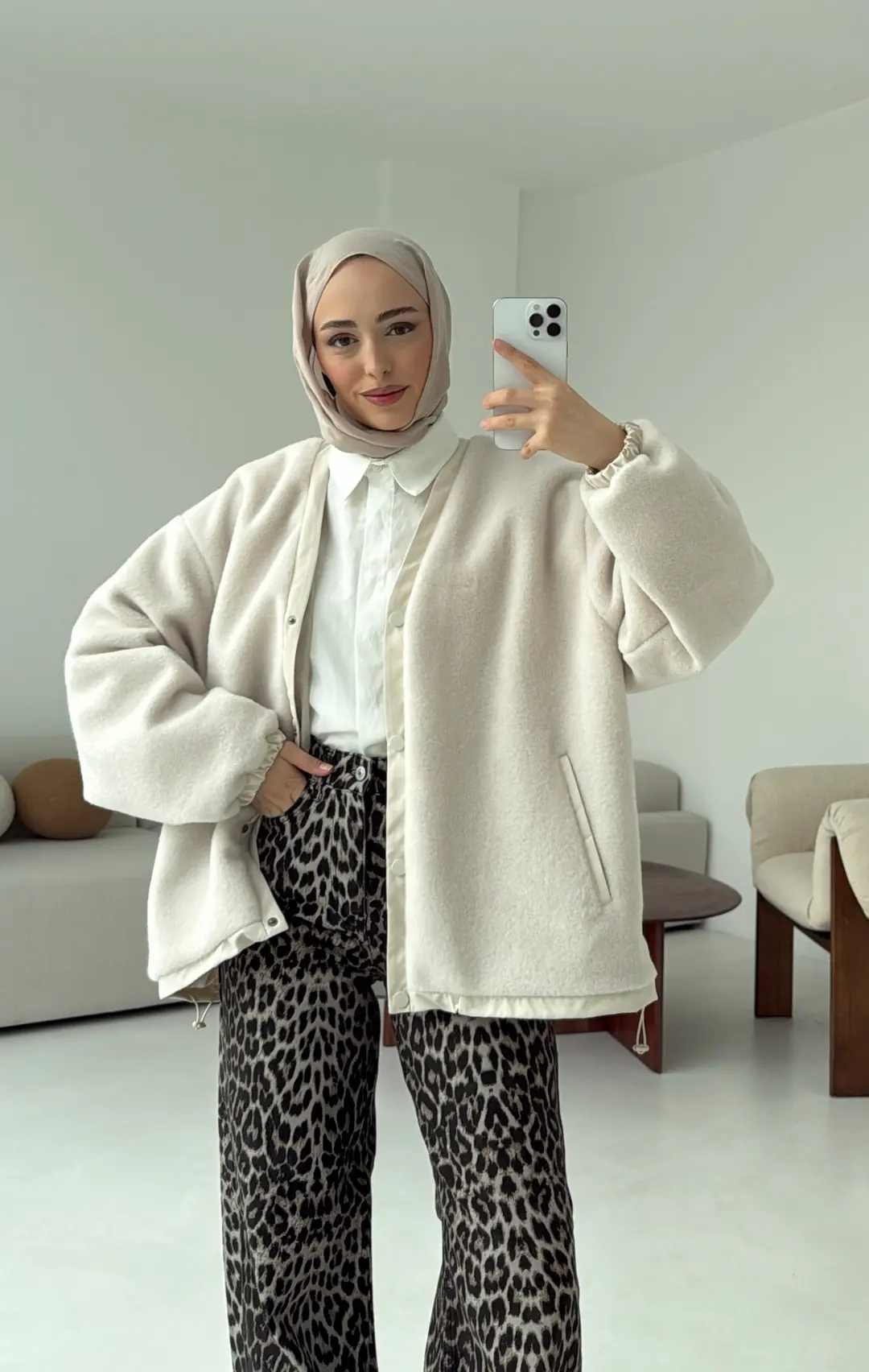 Buklet Bomber Ceket Krem - Görsel 6