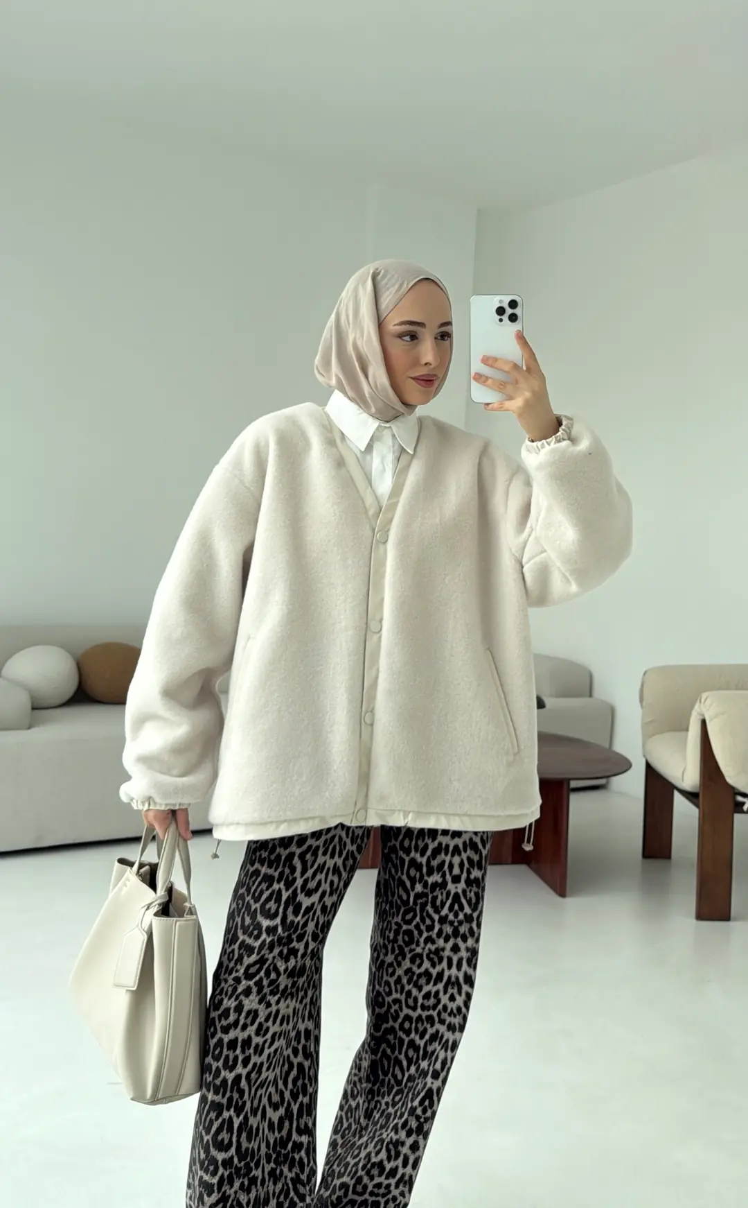 Buklet Bomber Ceket Krem - Görsel 8