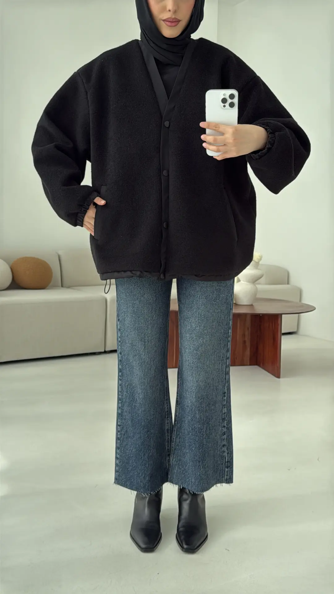 Buklet Bomber Ceket Siyah - Görsel 4