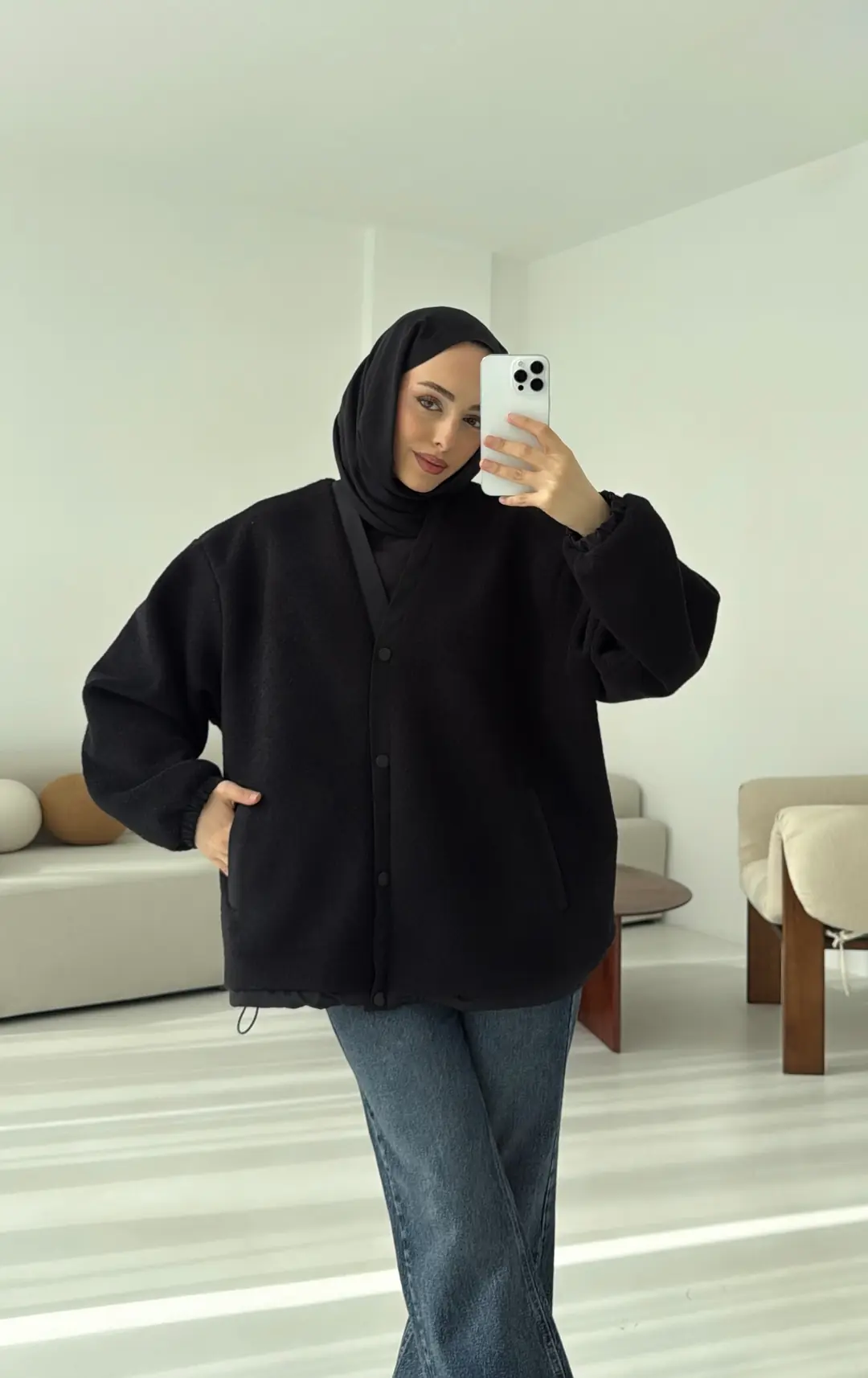 Buklet Bomber Ceket Siyah - Görsel 7