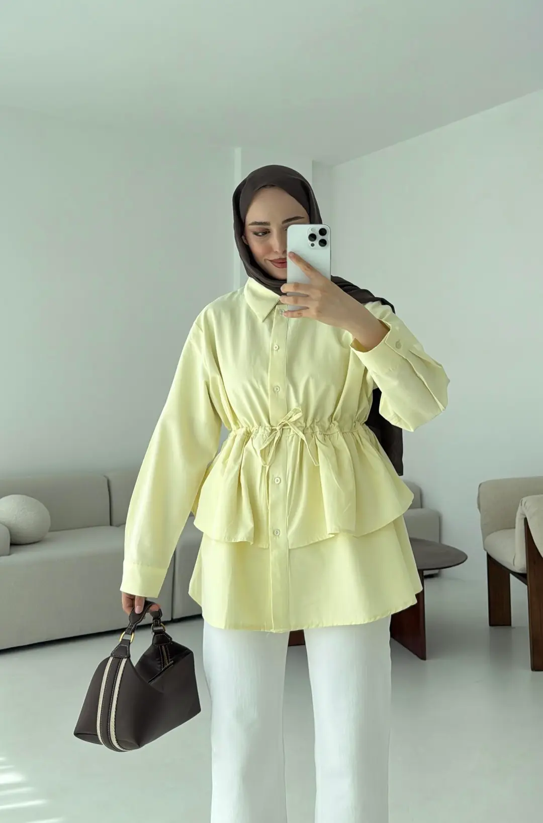 Büzgülü Gömlek Sarı - Görsel 2