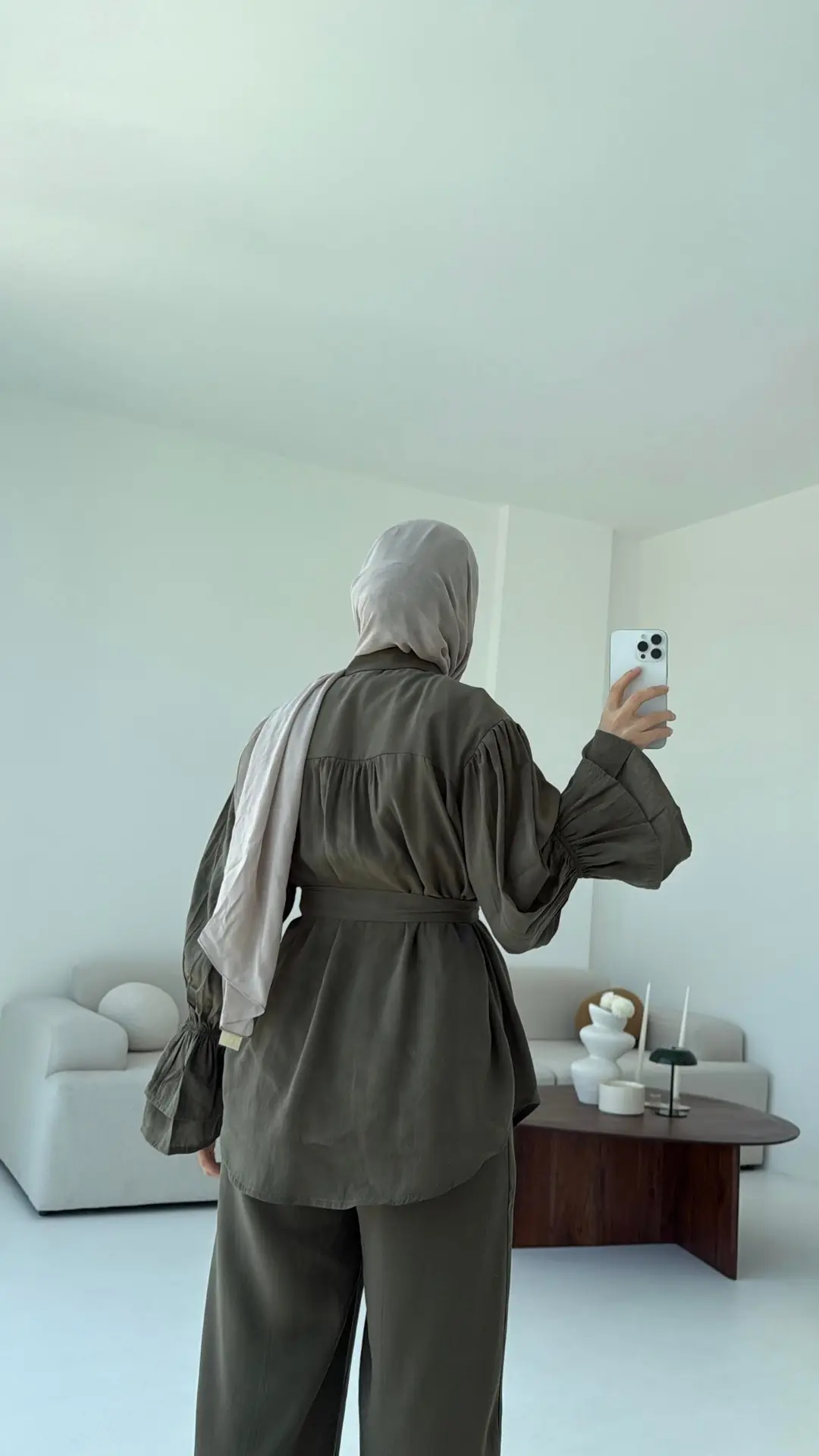 Büzgülü Oversize Gömlek Takım Haki - Görsel 6