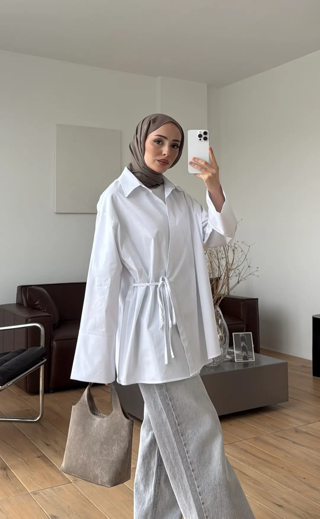 Çapraz Bağlamalı Gömlek Beyaz - Görsel 2